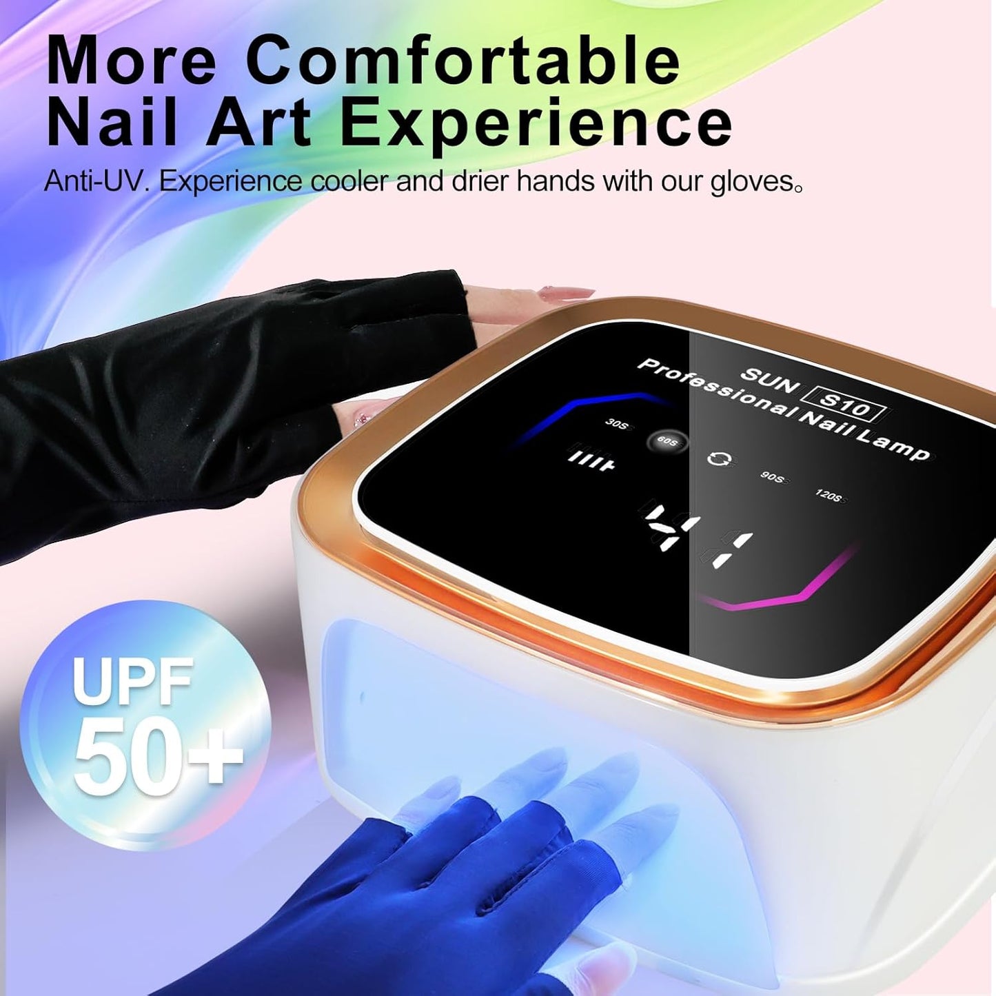 LIMEGIRL UV LED Nail Lamp Kit for Gel Polish Professional Fast White Curing Dryer Light Set with 36 Beads and Gloves and LCD Large Screen Cordless Rechargeable Nail Art Cure Machine at Home and Salon