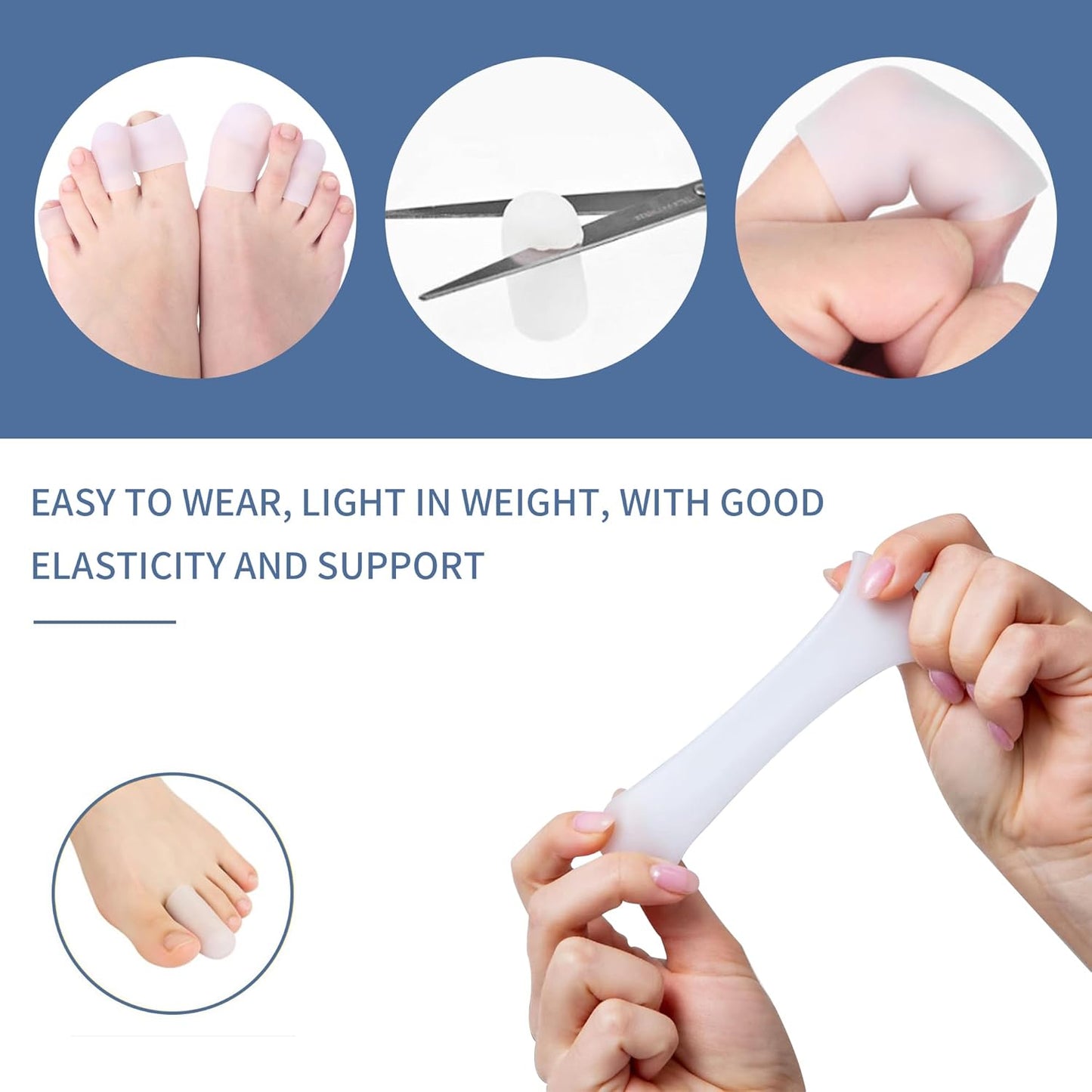 6 Pairs Silicone Toe Caps Hammer Toes Covers Flexible Stop Toe Pain Toe Guards Soft Toe Protectors for Women Men Toe Sleeves for Corns Blisters Calluses