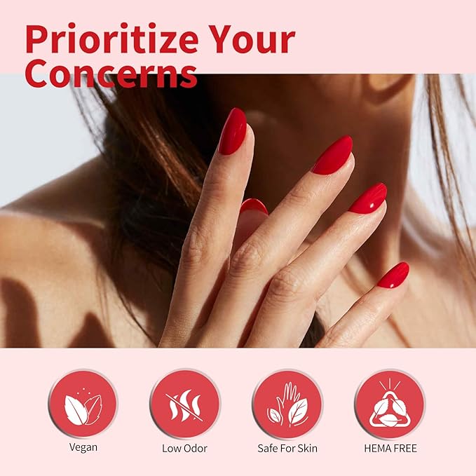 CANNI Red Gel Nail Polish, 1Pcs Red Gel Polish Bright Color High Gloss Soak Off U V French Nail Manicure Salon DIY