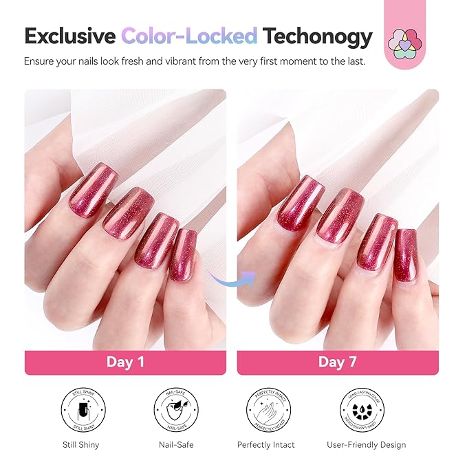 SAVILAND Color Artistry Chameleon Nail Polish Set: 6 Colors Aurora Shimmer Fingernail Polish Holographic Green Purple Red Glitter,Fast Quick-Dry Nail Lacquer Manicures Art Kit for Toe DIY Salon Home