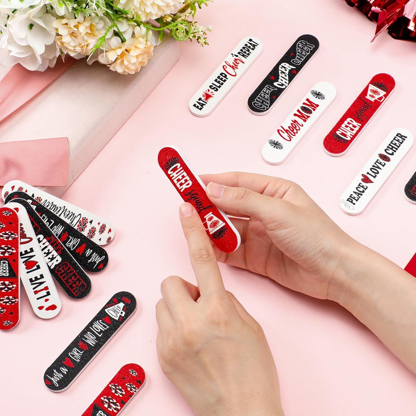50 Pack Cheerleader Gifts Bulk for Team Funny Cheerleaders Nail Files Party Favors Cheer Gifts Cheerleading Favors for Women Girls Teammates
