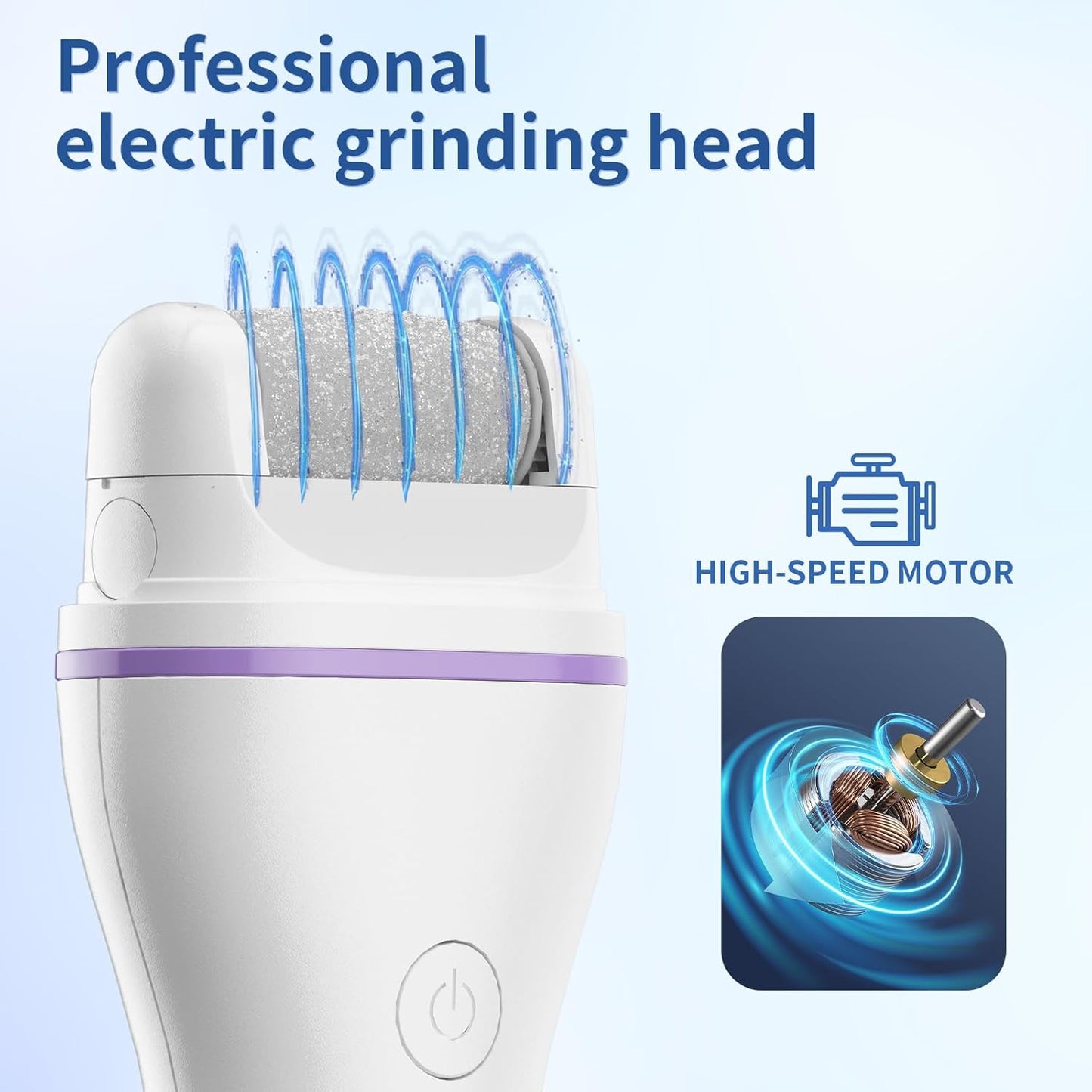 Rendoo Rechargeable Callus Remover for Feet - Cordless Foot Sander & Callus Grinder for Dry Cracked Heels, Electric Foot File with 3 Roller Heads for Smooth Feet, Battery Operated