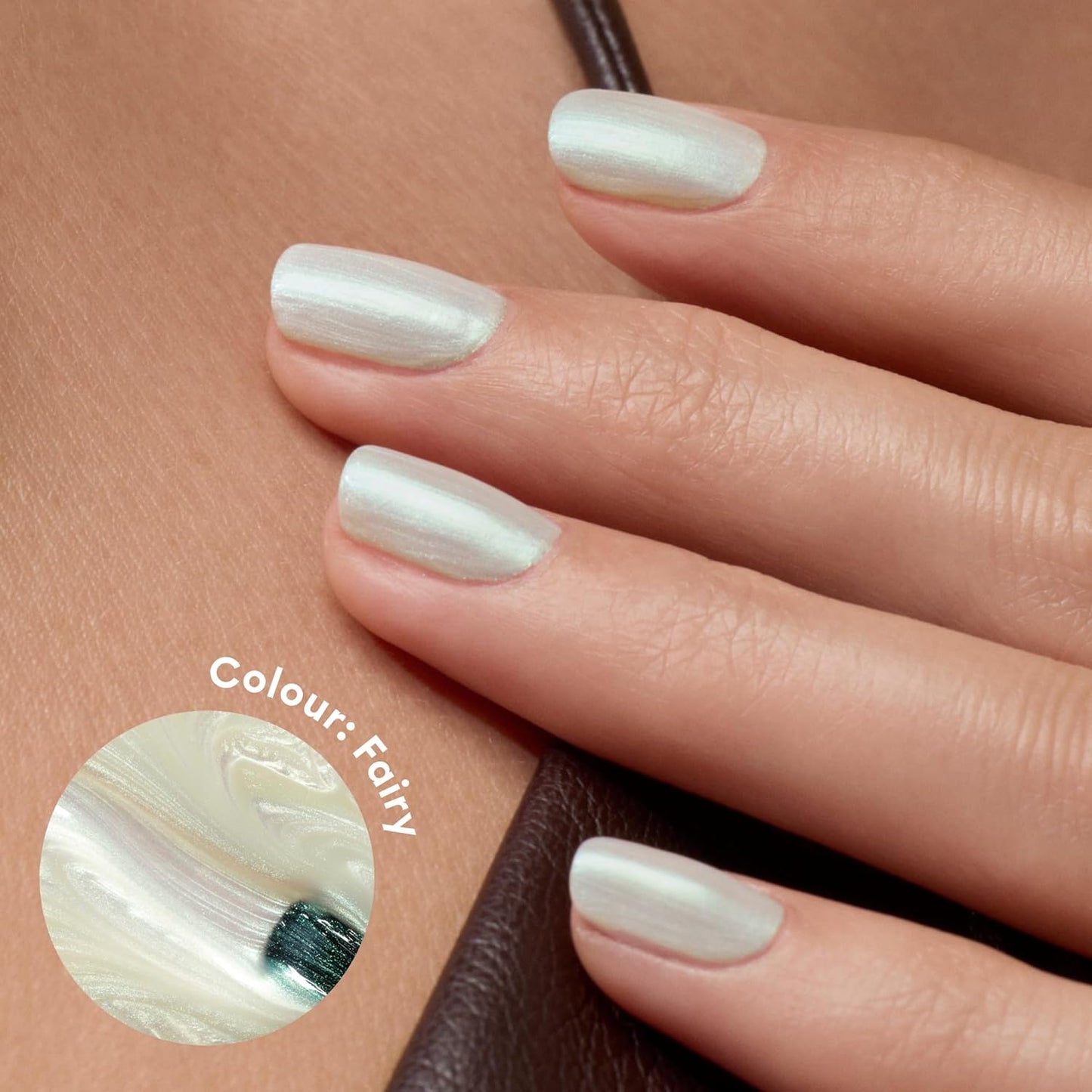 Manucurist Green Fairy - Holographic Pearly White - 9-Free, Vegan and Plant-Based - Quick Dry Manicure - Non Toxic Nail Polish - Made in France - 0.5 fl oz