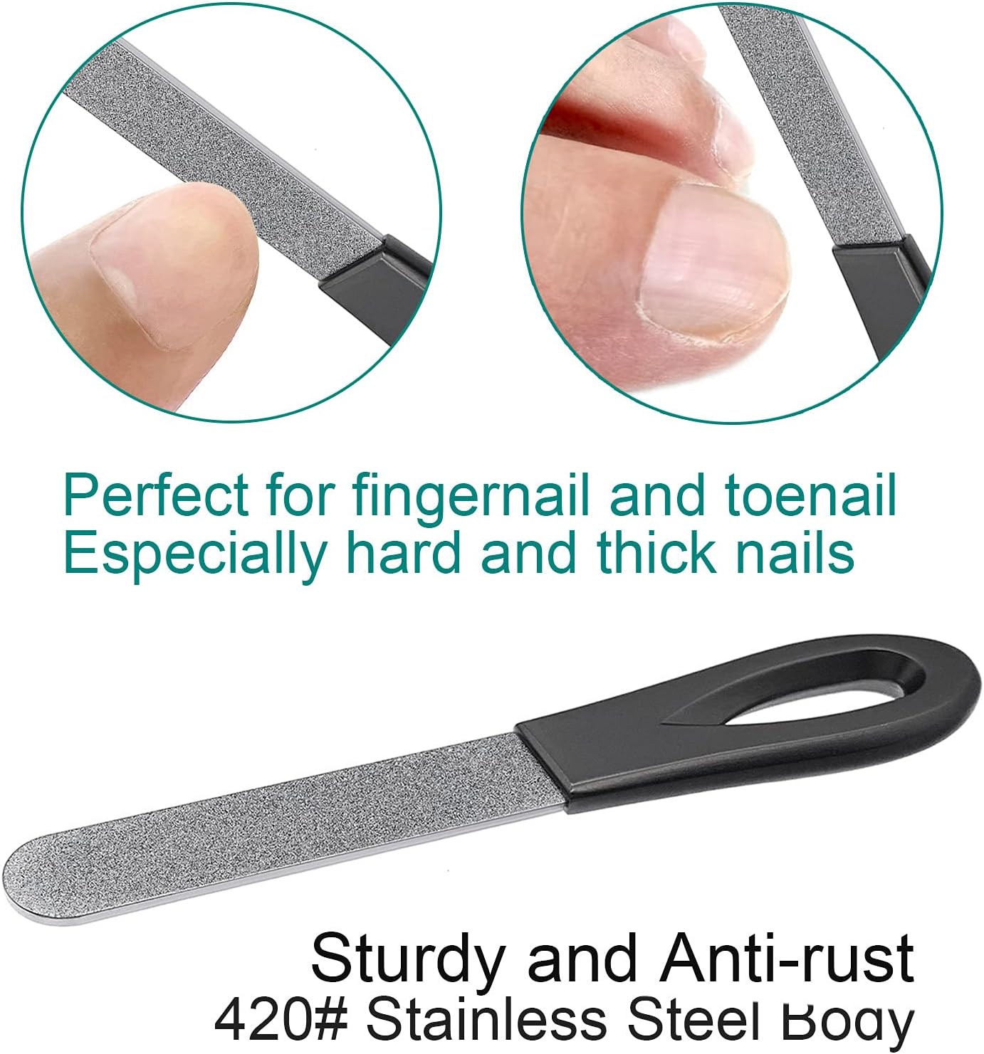 Toenail File for Thick Toenails, 3.6 Inch Finger Nail Files for Natural Nails, Double Sided 180 Diamond Grits Emery Boards, Men Woman Salon Home Travel (1 PACK-BF01)