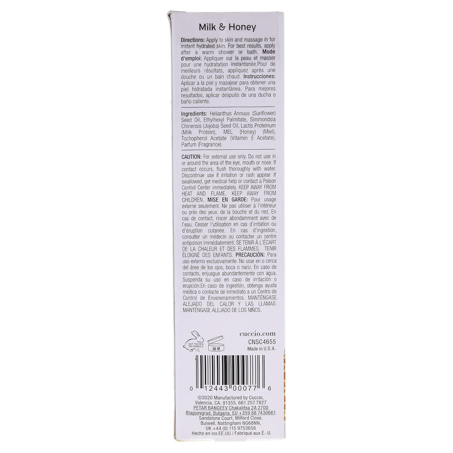 Cuccio Naturale Hydrating Dry Body Oil - Milk & Honey, Paraben-Free, 3.38 Oz