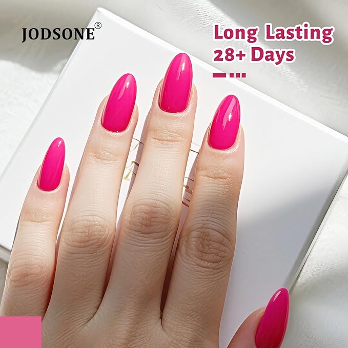 JODSONE Hot Pink Gel Nail Polish 10ml Gel Polish Bright Pink Nail Color Berry Pink Long-Lasting Easy Application Low Odor Need U V Lamp Curing