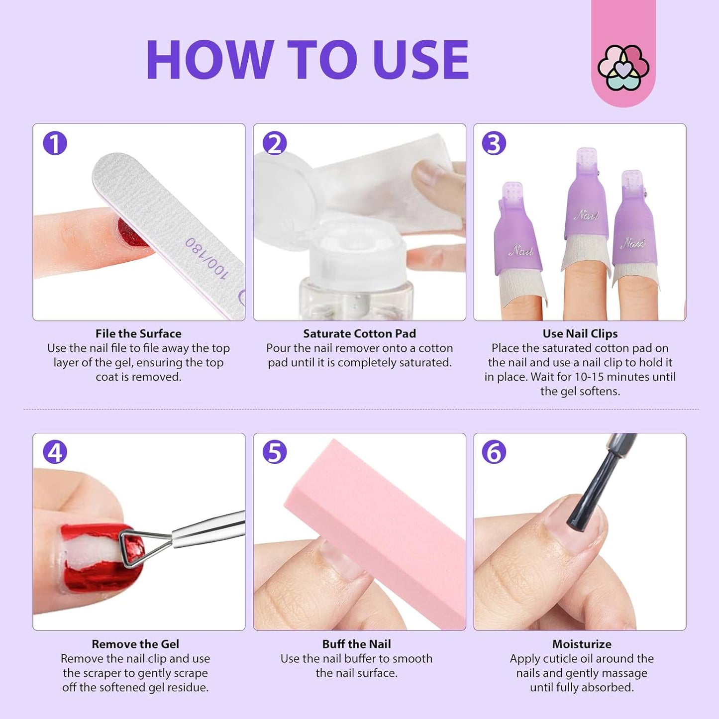 SAVILAND Expert Nail Polish Remover Kit: Gel Polish Remover Effective Removal Gel Polish Remover for Nails with Cuticle Oil 10 Pcs Nail Clips for Gel Removal Expert Level Home Salon Use 250 ML