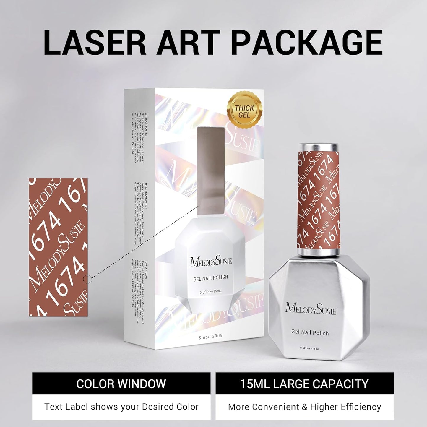 MelodySusie Thick Red Brown Gel Nail Polish,0.5fl oz Nails Soak Off UV LED Light Brown Gel Polish Christmas Gift for Women Nail Art Manicure Salon DIY Nail Design Decoration at Home-A1808