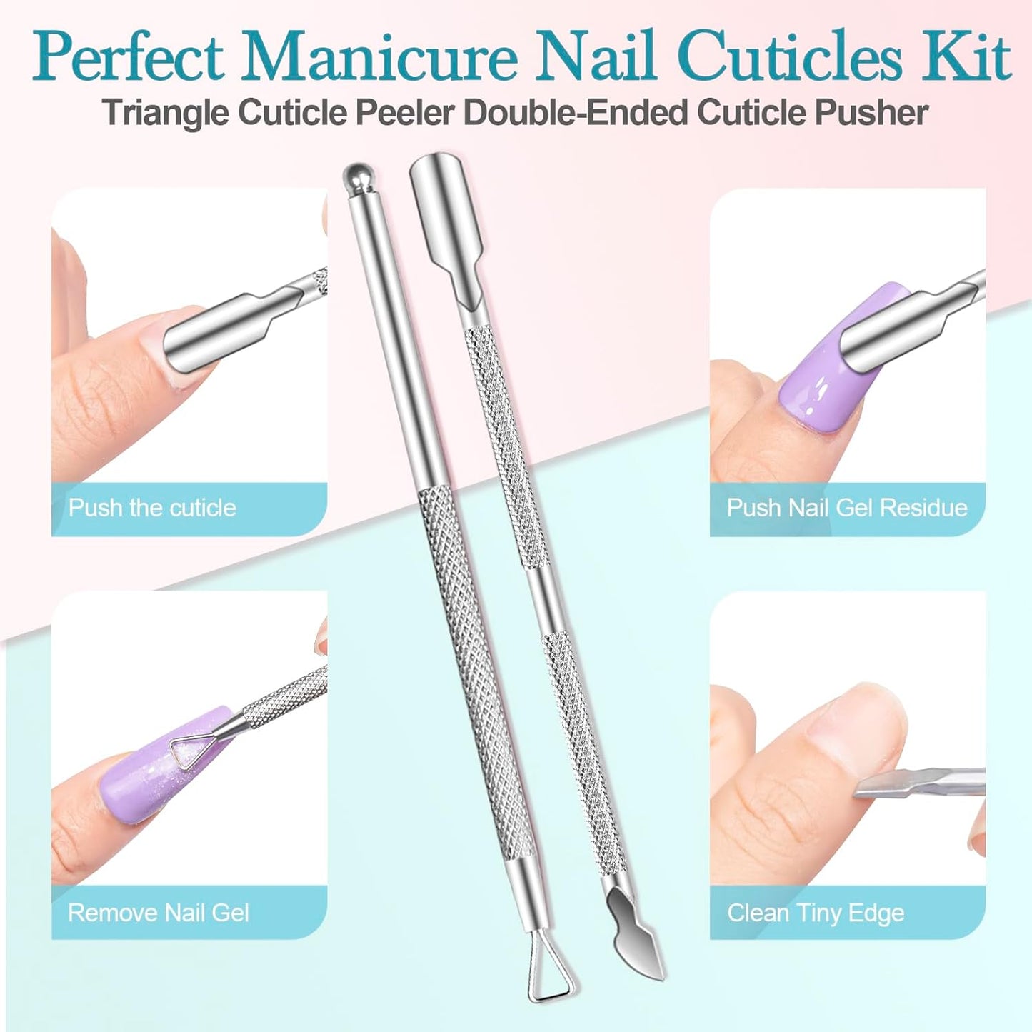 4 Pcs Soak Off Bowl Manicure Bowl, Double Layer Soaking Bowl, Nail Soaking Tray Soak Off Acrylic Nail Remover Dip Powder Acetone Removal Kit, Cuticle Pusher, Cuticle Peeler