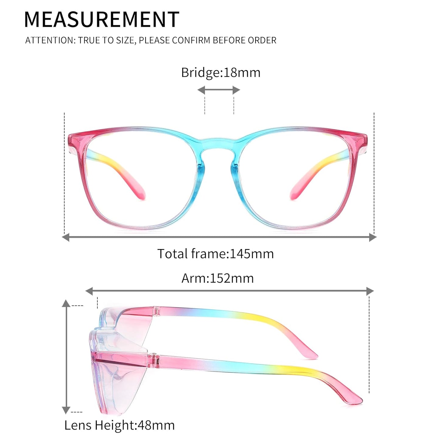 Alsenor Safety Glasses Anti Fog Goggles Protective Eyewear Blue Light Blocking Anti Dust UV Protection Glasses For Men Women (Rainbow)