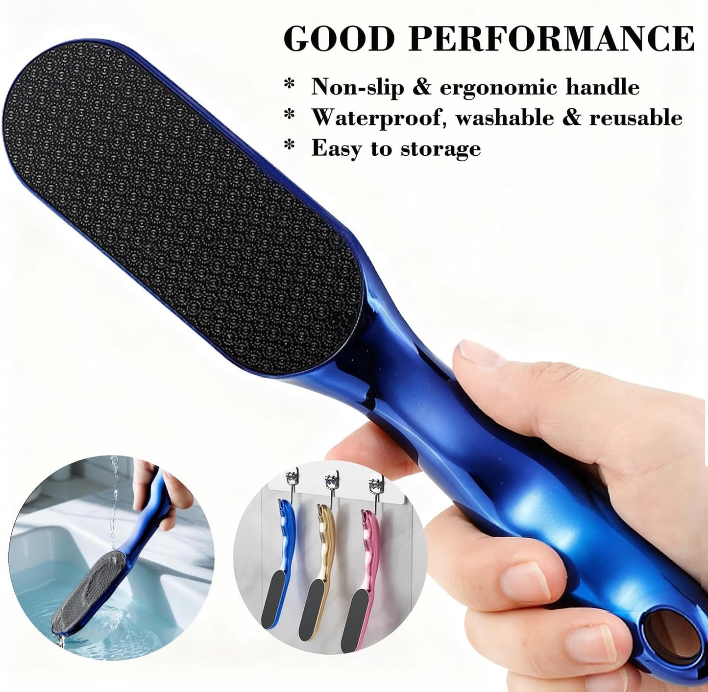 Nano Glass Foot File, Hard Skin Callus Remover with 1PCS Feet Cream, 2Pairs Moisturizing Heel Socks, Professional Foot Care Kit Keep Your Feet Smooth, Blue