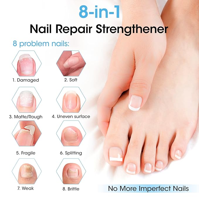 GELLEN Ocean Scent Nail Strengthener, 8-In-1 Pro Care Nail Repair Growth Serum for Thin Damaged Nails, Air Dry Clear Finish, Non-Polish, Keratin Calcium Nourishes Strengthens & Growth