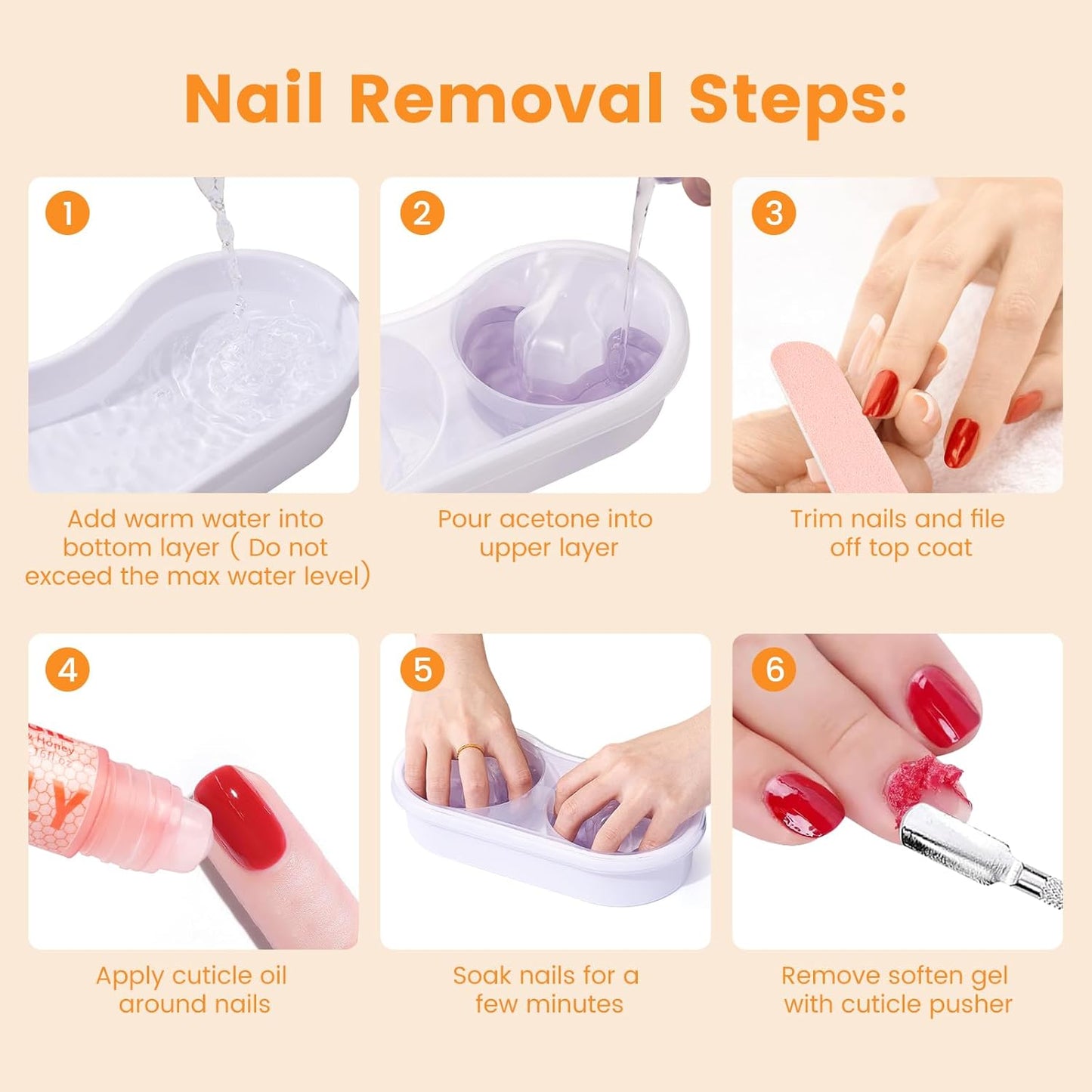Quaferen Dual Nail Soaking Bowl: 2-in-1 Nail Polish Remover Manicure Bowl Acetone Proof for Women, Time-Saving Soak Off Acrylic Nail Removal Kit for Salon Home (Normal Size, White)