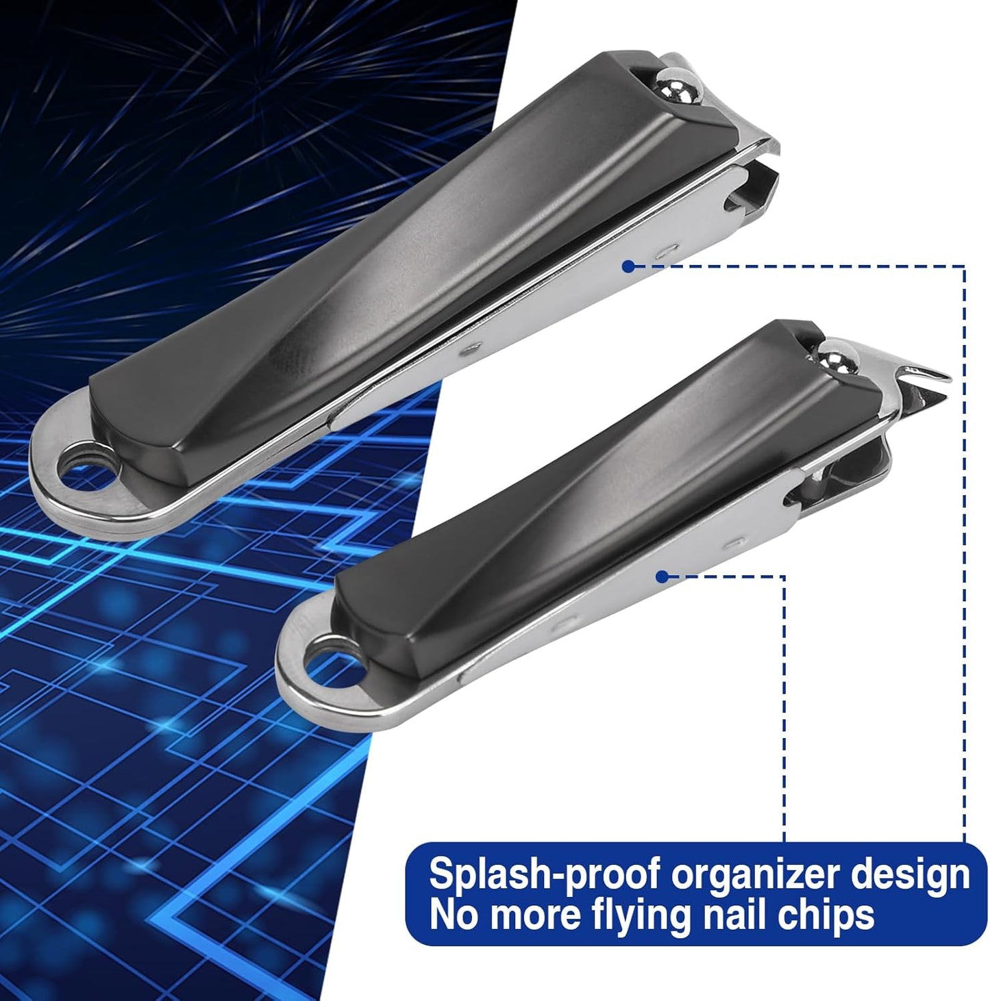 Ingrown Toenail Clippers for Thick Nails (2-Pack) - Professional Grade Stainless Steel Nail Clipper Kit with Anti-Splash Design - Effective Ingrown Nail Removal for Men & Women