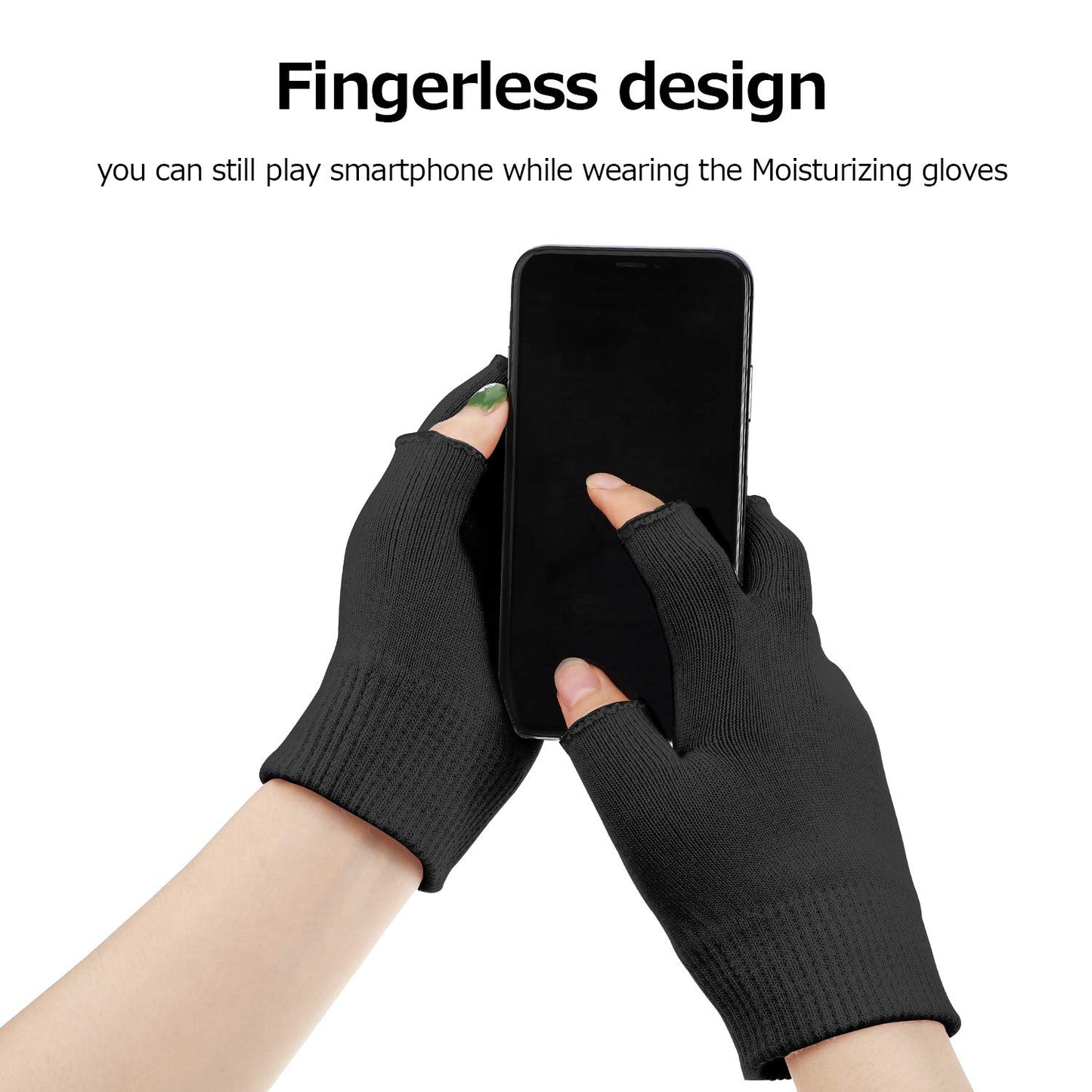2 Pairs Fingerless Moisturizing Gloves Fingerless Gloves for Women Cotton Soft Moisturizing Eczema for Dry Rough and Cracked Hands Repair Arthritis Hand Typing for Men and Women(Pink and Black)