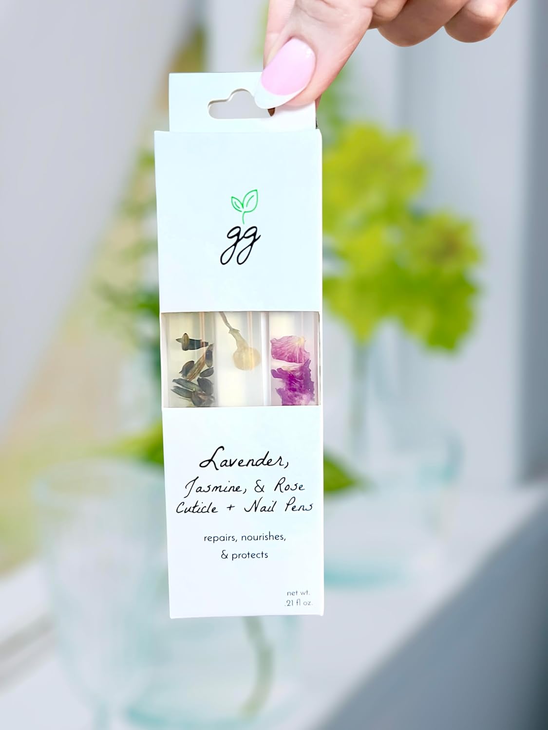 Cuticle Oil Trio – Lavender, Jasmine & Rose Pens with Real Flower Petals – Nourishes, Strengthens, Repairs & Protects – Natural Gift Set (3 Pack)