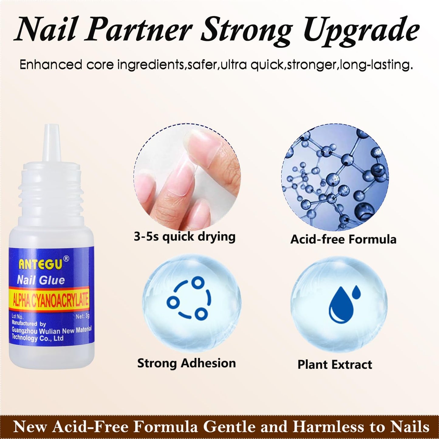 Nail Glue,Nail Glue for Acrylic Nail Tip 12 Bottles Professional False Nail Glue Extension Tips for Broken Adhesive Super for Press on Adhesive with Glass Files
