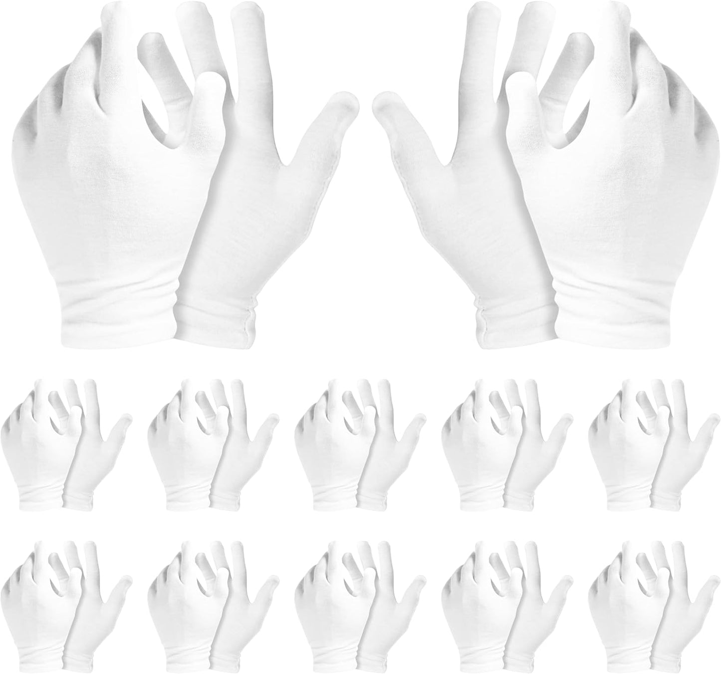 12 Pairs White Cotton Gloves Soft Eczema Moving Sensitive Dry Hands Moisturizing Bulk Pack (One Size, 12, Count)