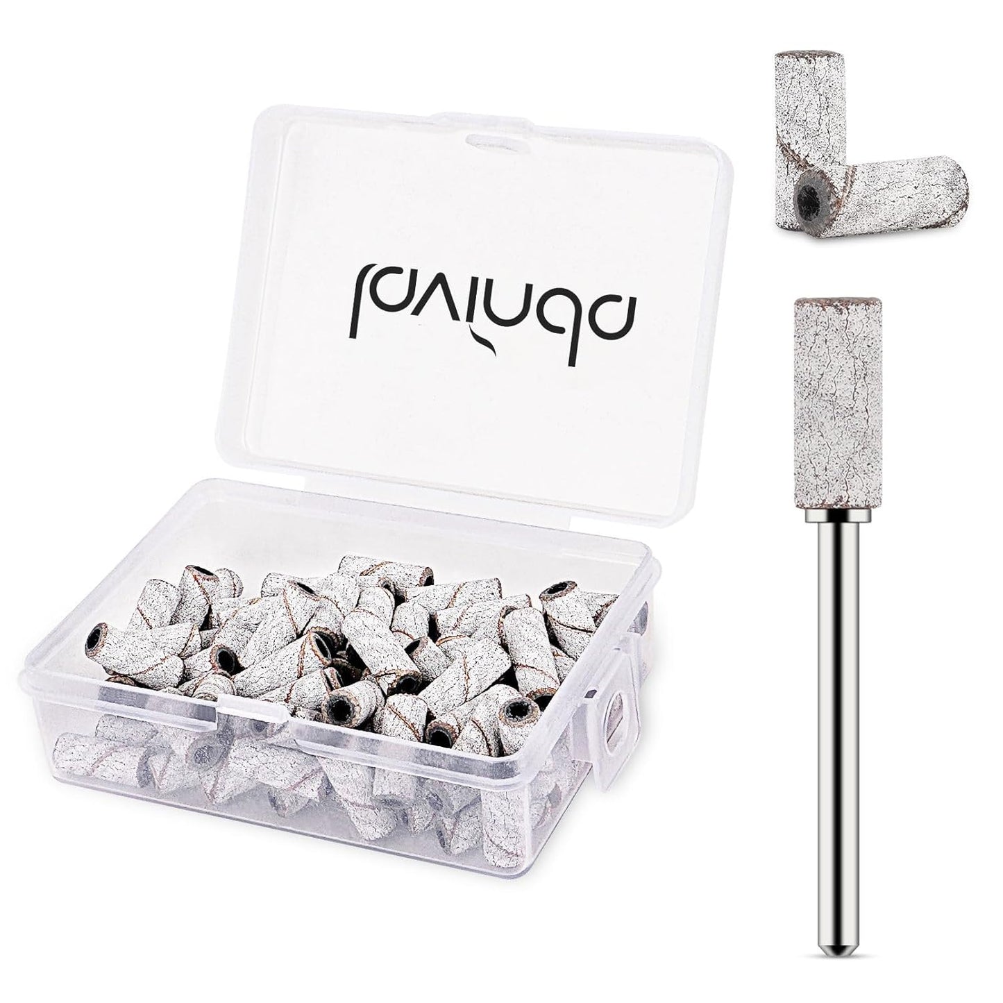 Lavinda 80 Piece Small Sanding Bands Nail Drill Bit, Fine Sanding Bands for Nail Drill with 3.1mm Mandrel Bit for Acrylic Nails Gel Removing Shaping Polishing Nail Salon Use (180 Grit, Zebra)