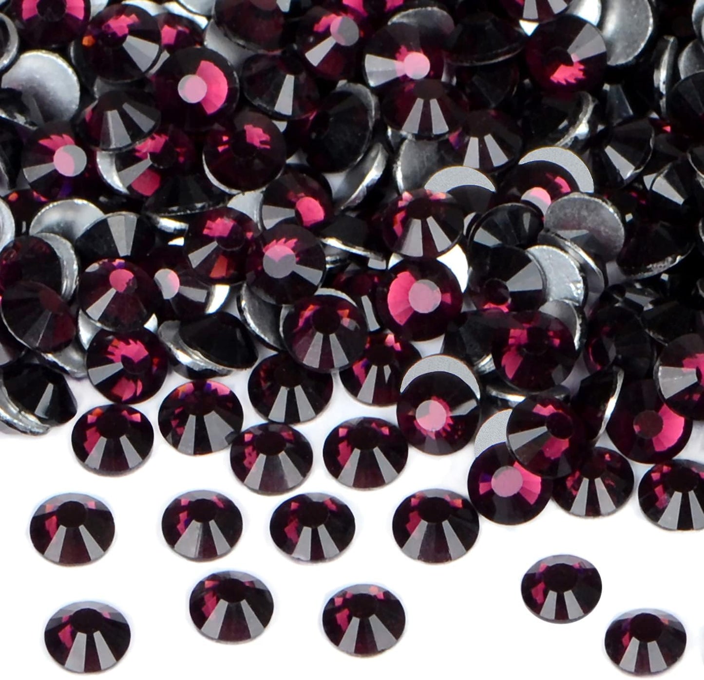 2880PCS Art Nail Rhinestones non Hotfix Glue Fix Round Crystals Glass Flatback for DIY Jewelry Making with one Picking Pen (ss8 2880pcs, Amethyst)