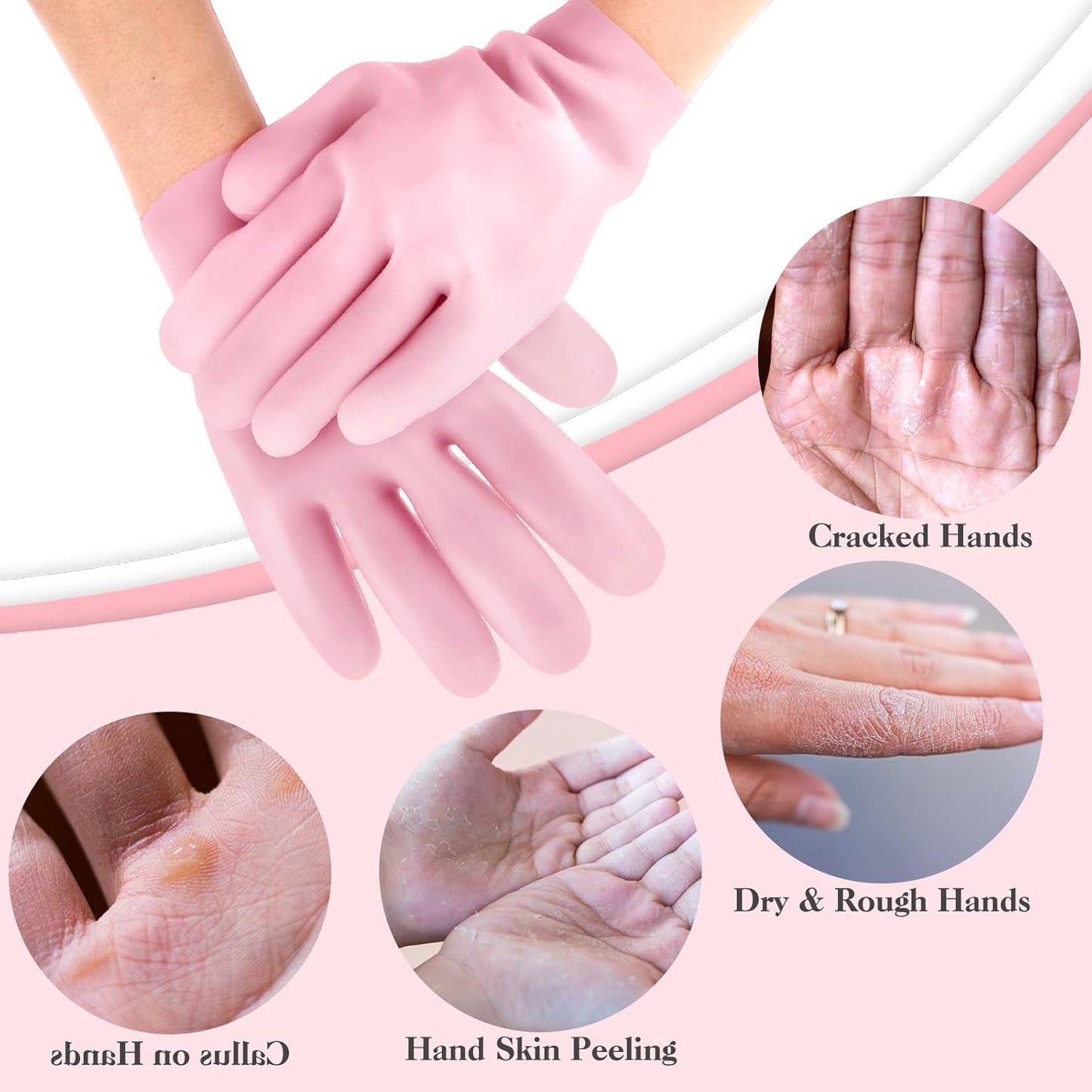 Sibba 2 Pairs Silicone Moisturizing Gloves Spa Gel Hydrating Gloves Women's Hand Care Gloves, Anti Slip Aloe Lotion Gloves for Repairing Dry Hand, Calluses, Cracked Heels and Softening Rough Skin