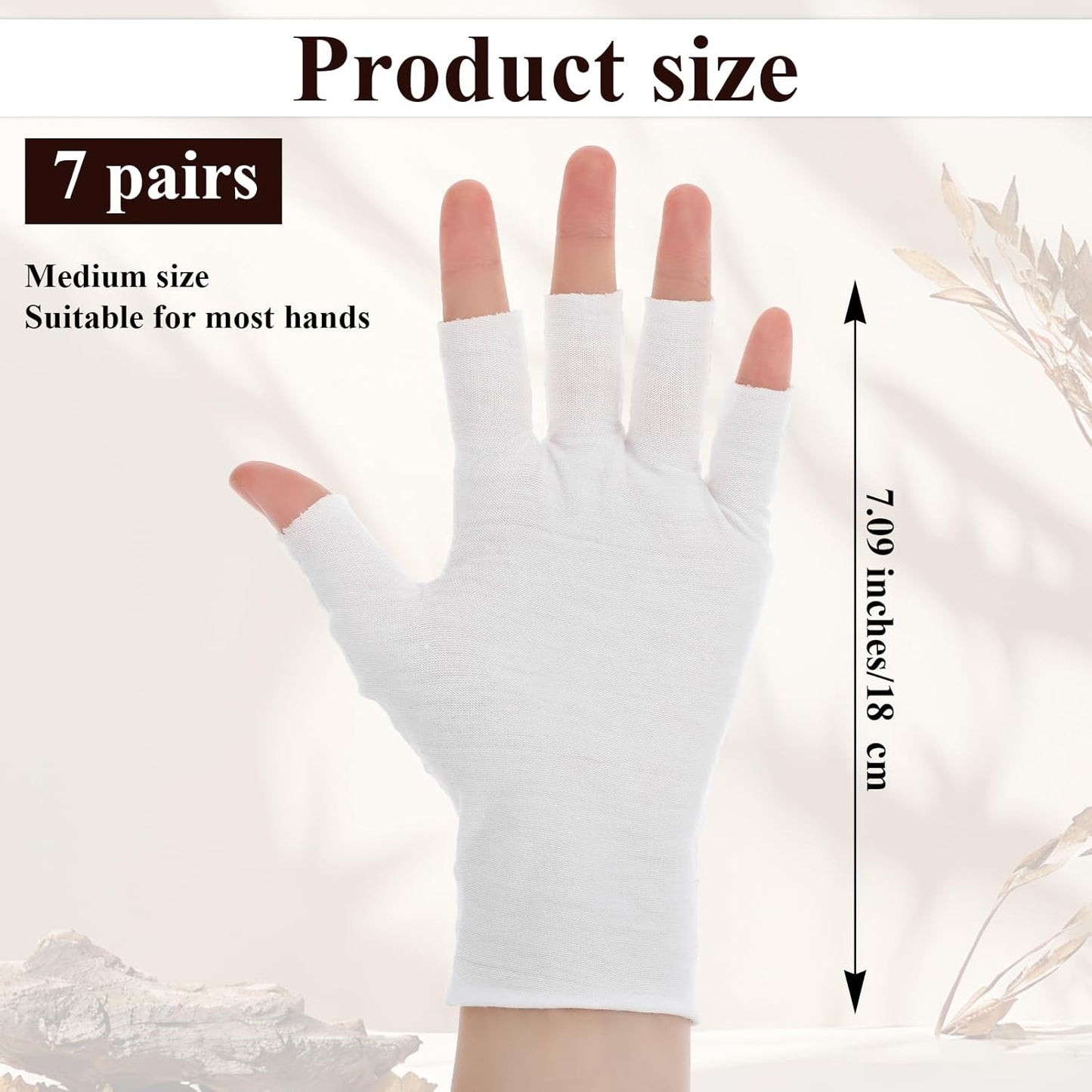 7 Pairs White 100% Cotton Gloves, Moisturizing Gloves for Dry Hands & Overnight Care, Breathable Moisturizing Night Glove for Women & Men