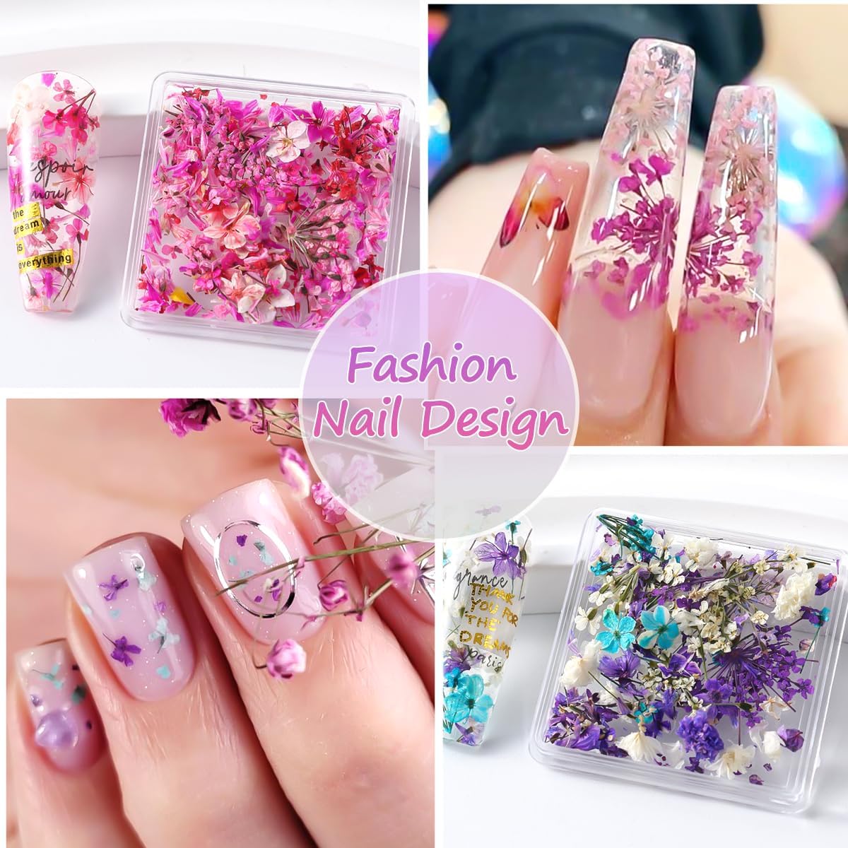 8 Boxs Dried Flowers for Nail Art,Colorful Mini Real Natural Flowers Nail Art Supplies,3D Gypsophila Floral Mixed Tiny Petals Decoration Kits for Resin Jewelry DIY Crafts Manicure Accessories