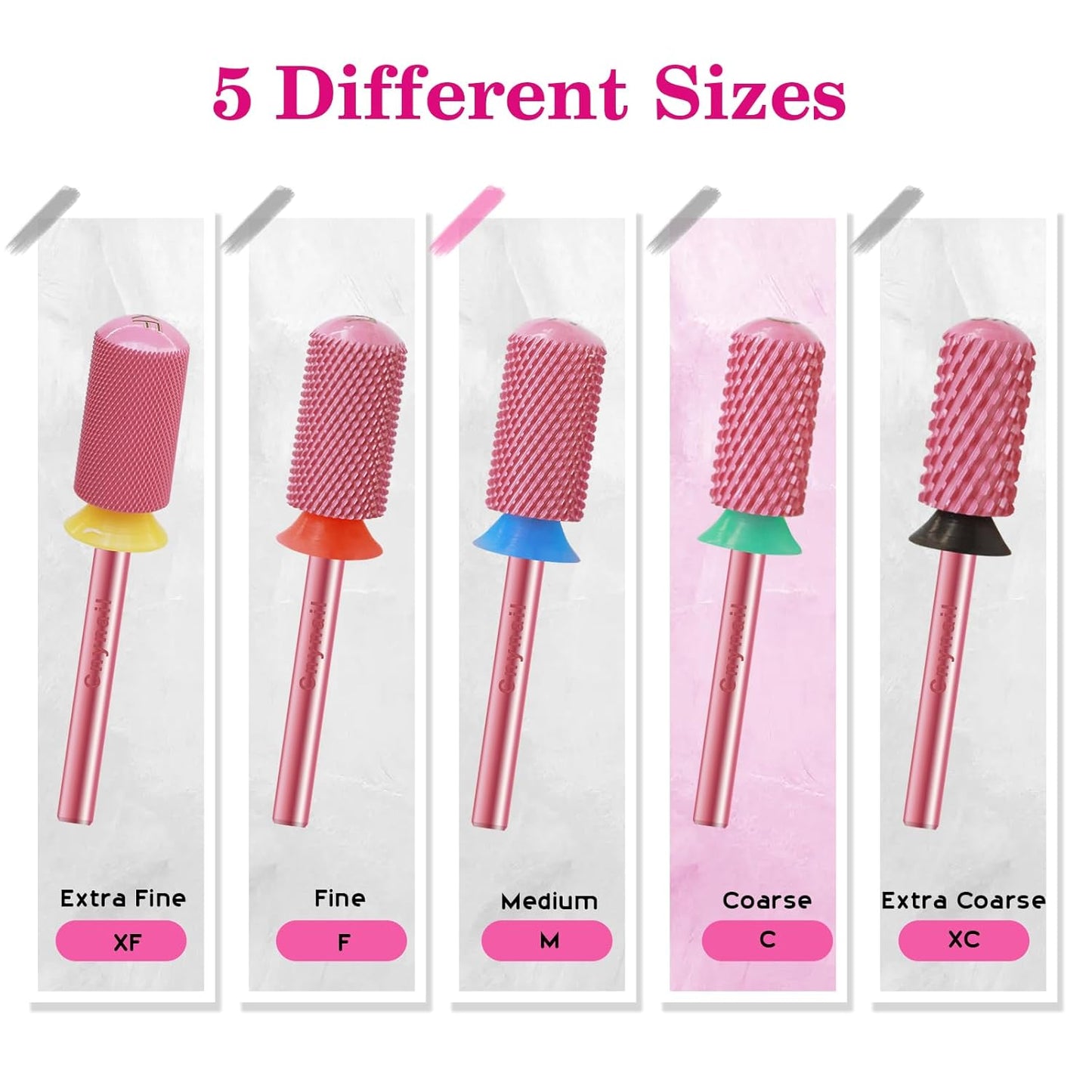 3/32" Large Barrel Smooth Round Top Tungsten Carbide Nail Drill Bit Safety for Gel & Acrylic Removal 2-Way Rotating Efile Tip Professional Salon Electric File Accessory (C Grit, Rose Red)