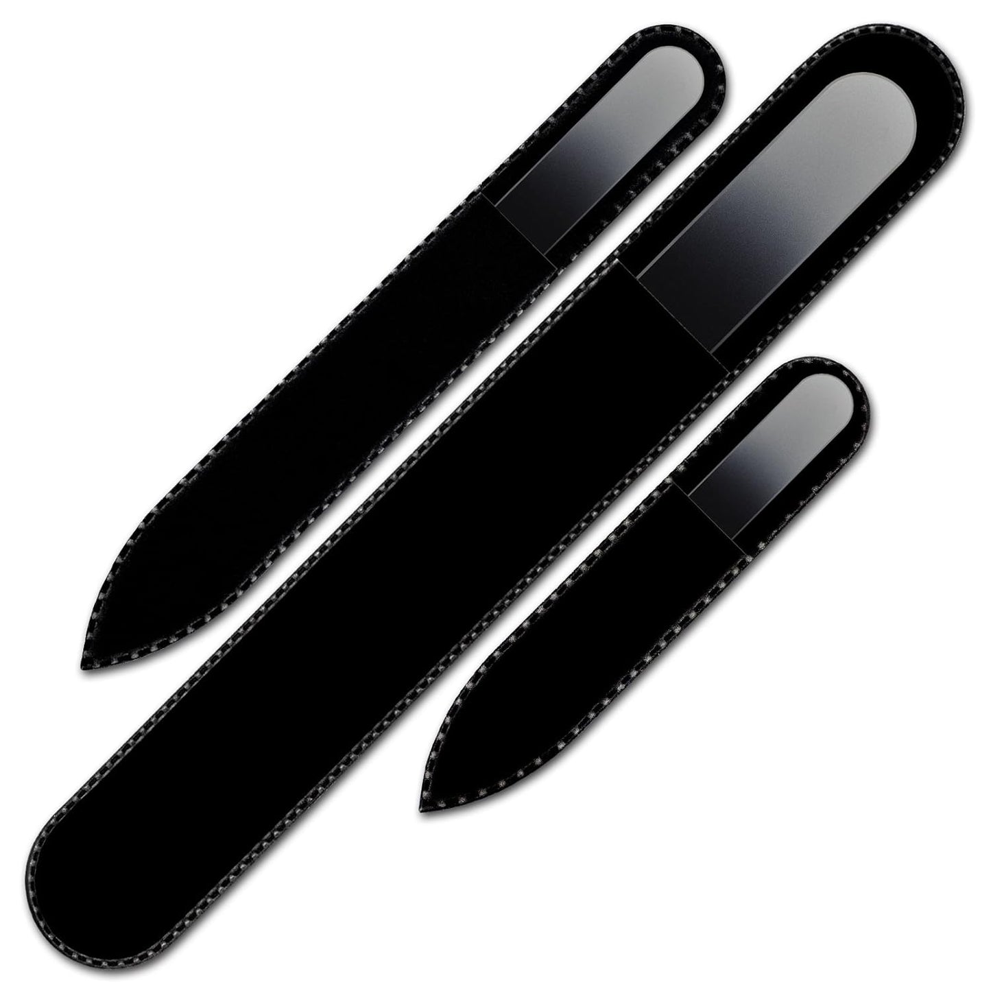 Mont Bleu 3-Piece Glass Nail File Set - Medium Grit - Handmade in Czech Republic