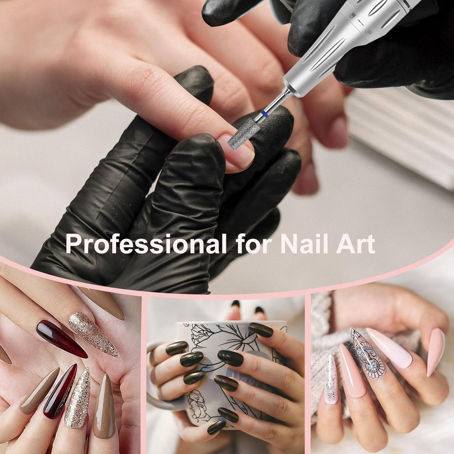 Cuticle Clean Nail Drill Bit, 3/32" Russian Diamond Nail File bits, Safety Carbide Under Nail Cleaner for Cuticle Dead Skin Nail Prepare, Nail Salon Manicure, (Trapezoidal Barrel-Medium)