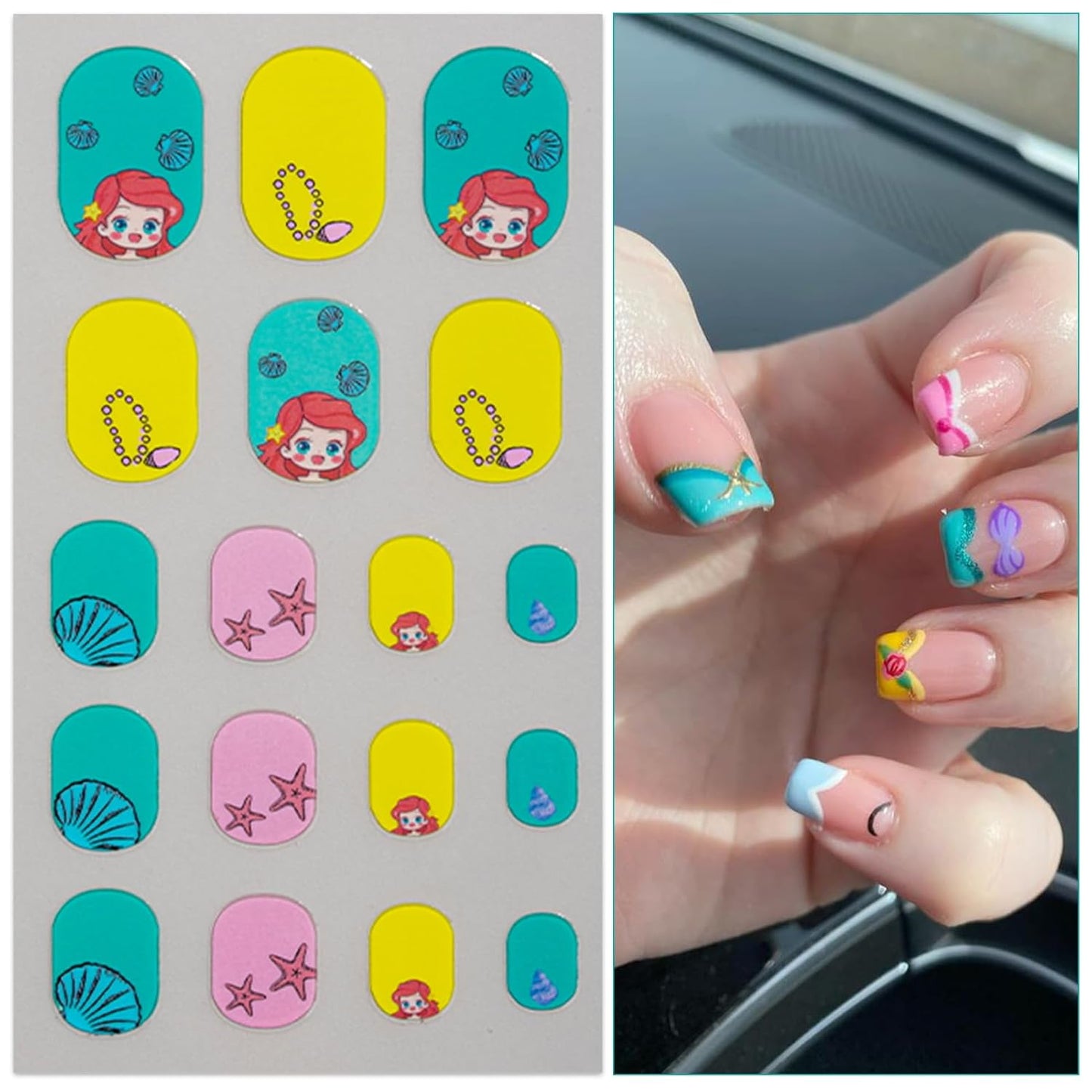Nail Stickers for Kids - Self-Adhesive CuteNail Wraps, 3D Unicorn, Fruit, Animals, Star DIY Designs Nail Art Decals for Little Girls, Toddler (8 Sheets)