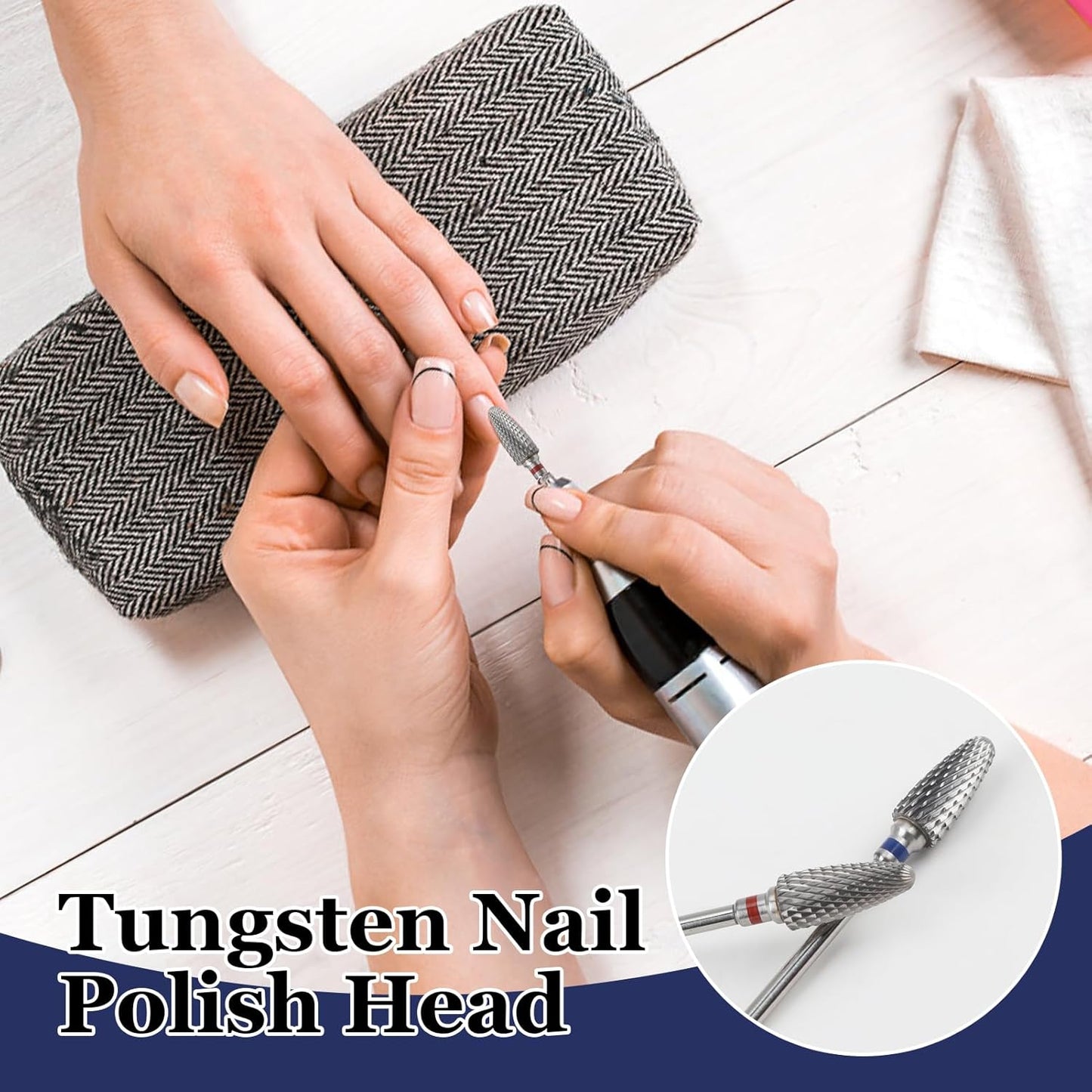 3/32" 5 in 1 Professional Carbide Nail Drill Bits Sets with Case, 2 Pack Tungsten Safety Drill Bits Tech Cuticle Bit Fast Remove for Manicurist Nail Salon Manicure Pedicure Gel Polishing (Round Head)