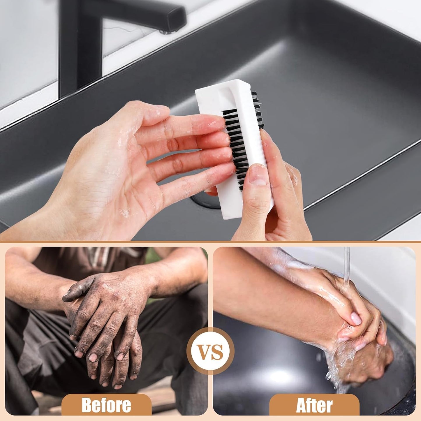 8 Pcs Hand Scrub Brushes for Nail Cleaning, Soft Fingernail Brush Non-Disposable Surgical Scrub Brushes with Nail Cleaner, Plastic Double-Sided Hand and Nail Cleaning Brush for Men Women Kids