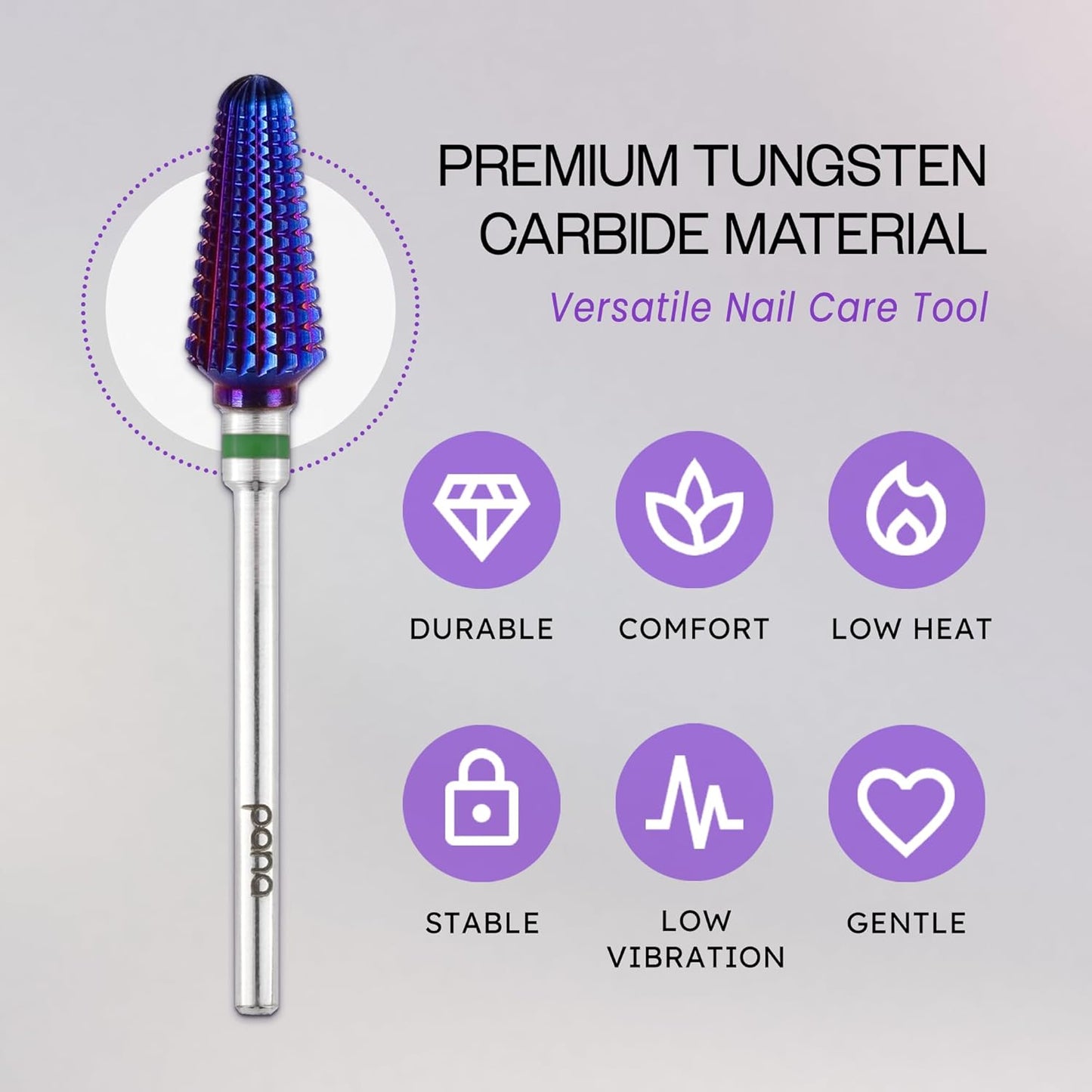 PANA 3/32" Purple Tornado Carbide Nail Drill Bit for Acrylics, Nail Extension, Gel Polish Removal Nail Salon Manicure Pedicure Electric File Tools (Coarse - C)