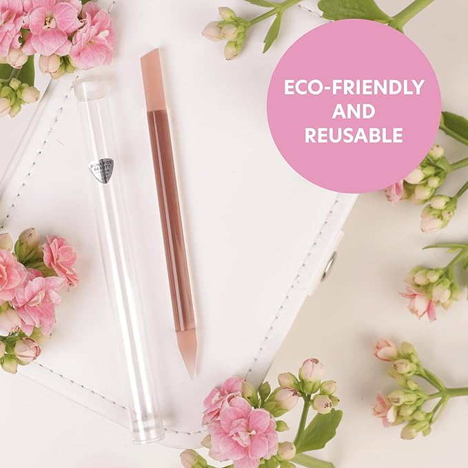 BONA FIDE BEAUTY Glass Cuticle Pusher, 1-Pieces Pink Gentle Czech Manicure Stick for Cuticle Remover, Long-Lasting Double-Sided Reusable Glass Stick