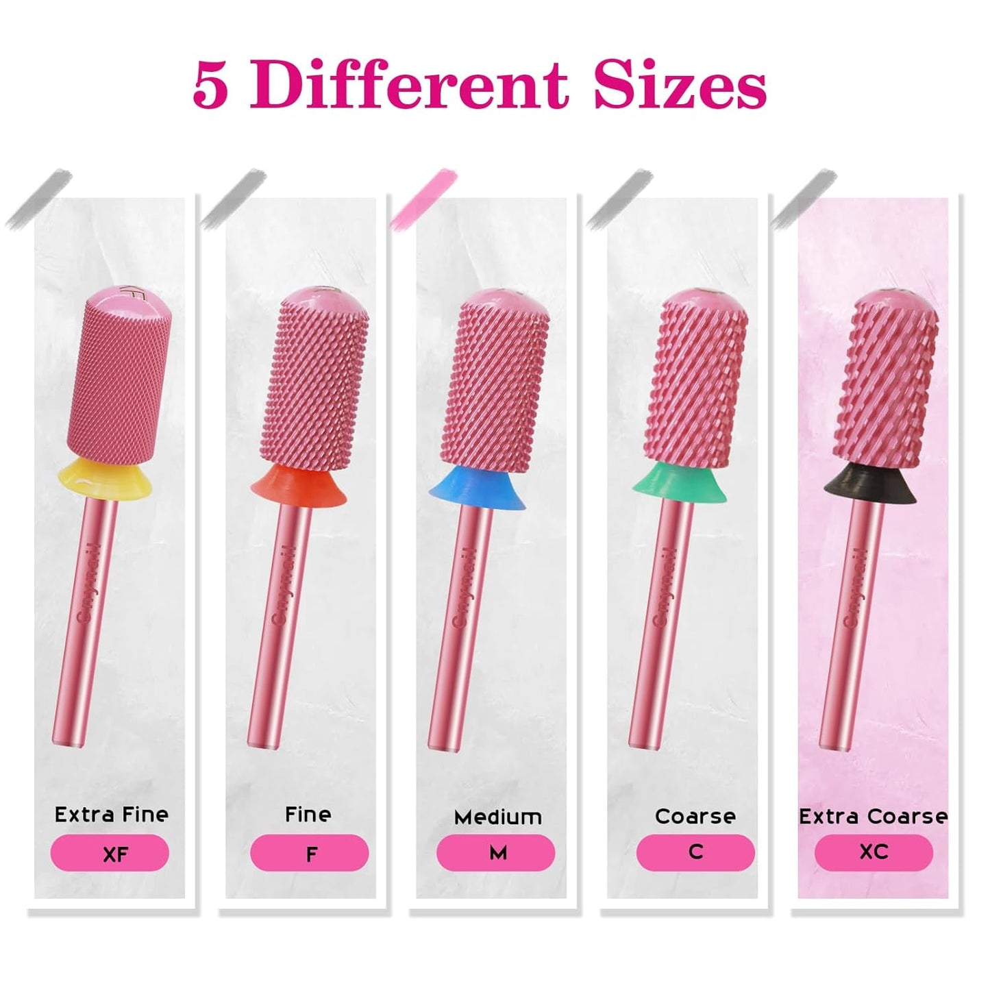 3/32" Large Barrel Smooth Round Top Tungsten Carbide Nail Drill Bit Safety for Gel & Acrylic Removal 2-Way Rotating Efile Tip Professional Salon Electric File Accessory (XC Grit, Rose Red)