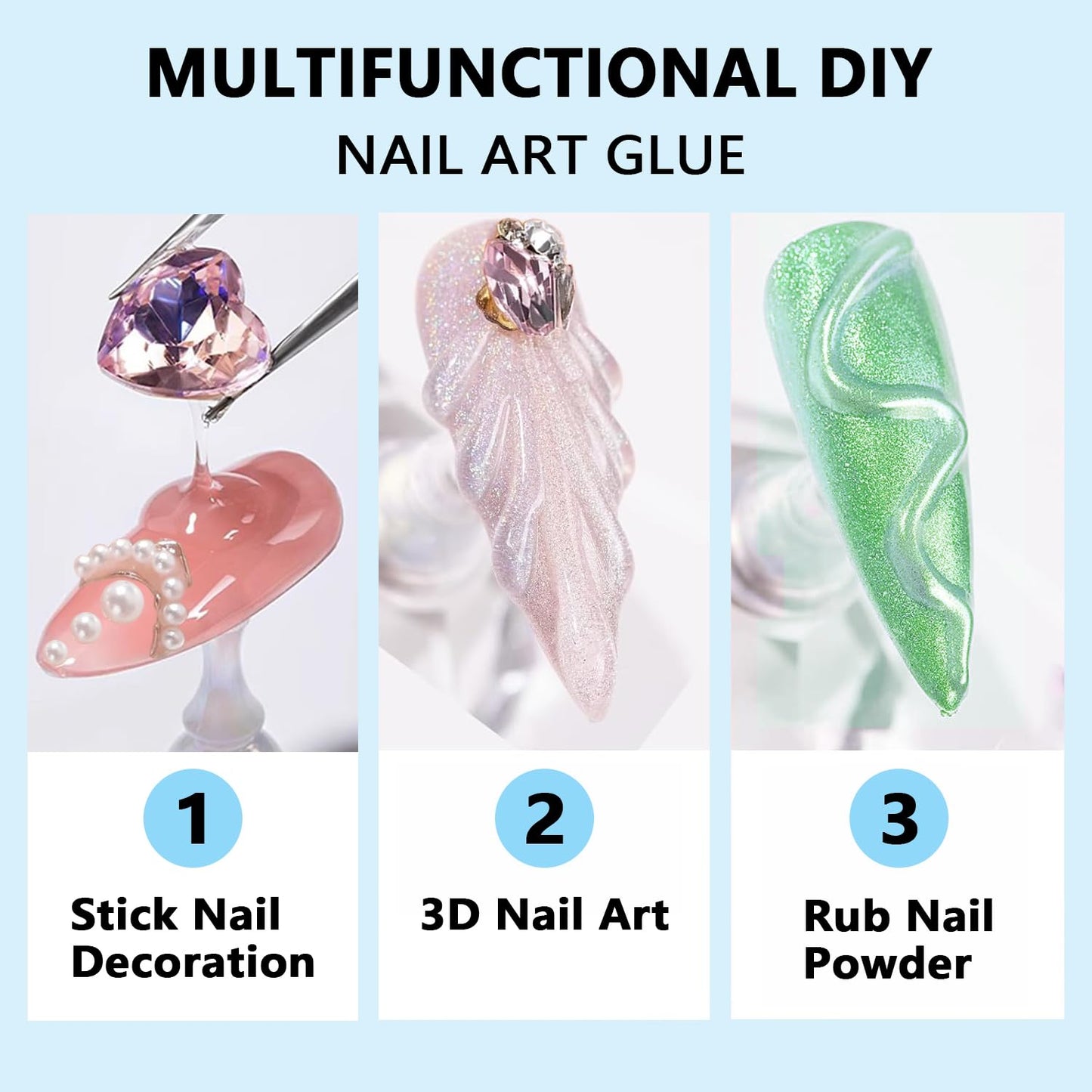 Nail Rhinestone Glue,Super Strong Rhinestones Gel Nail Glue for 3D Nails Beads Stickers Stones Crystals Diamond Art Jewels 3D Decorations Tools,Cured Need