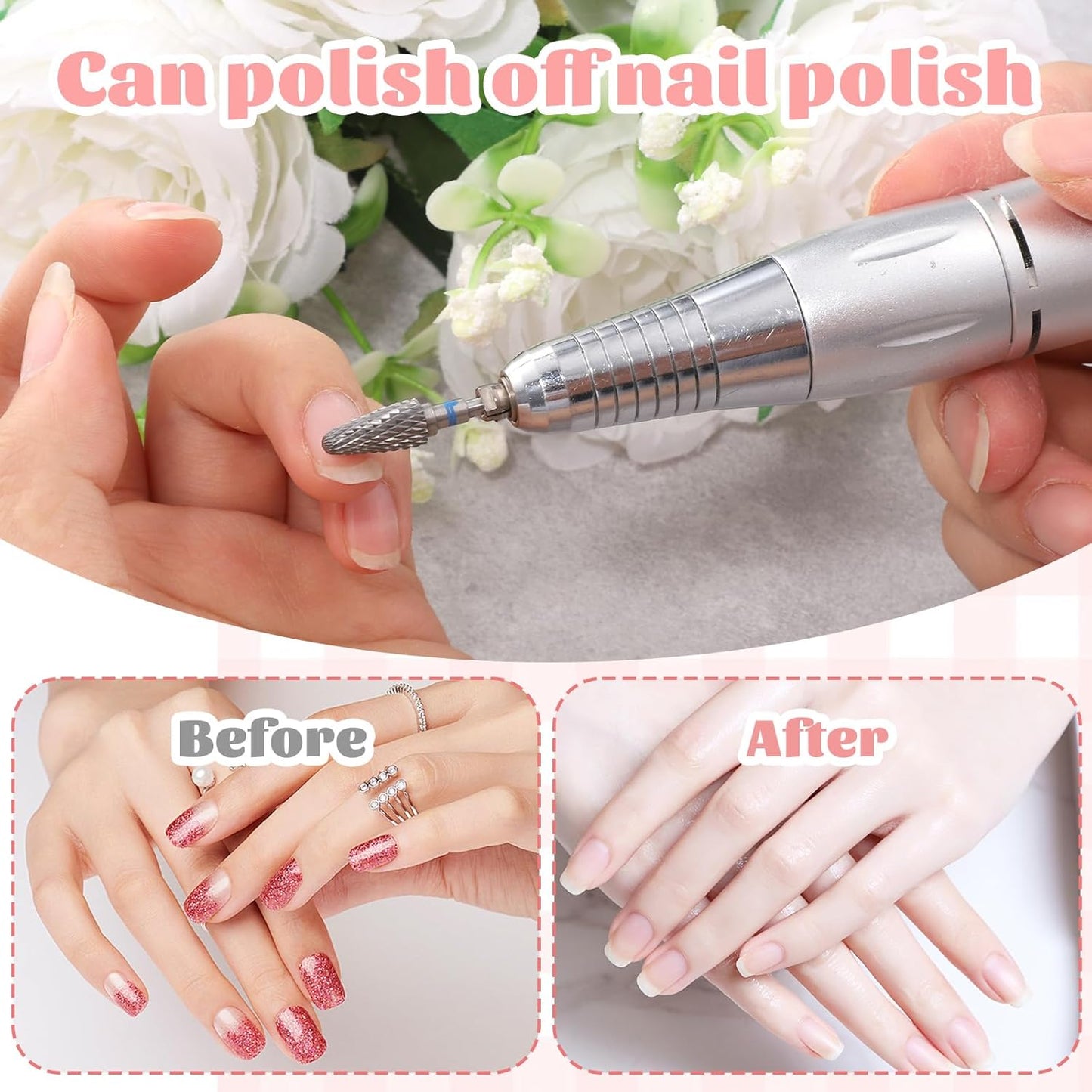 2 Pcs Nail Drill Bits 3/32" 5 in 1 Safety Drill Bits with Case Carbide Nail Drills Bit Fast Remove Cuticle for Manicurist Nails Gel Polishing for Manicurist Nails Salon