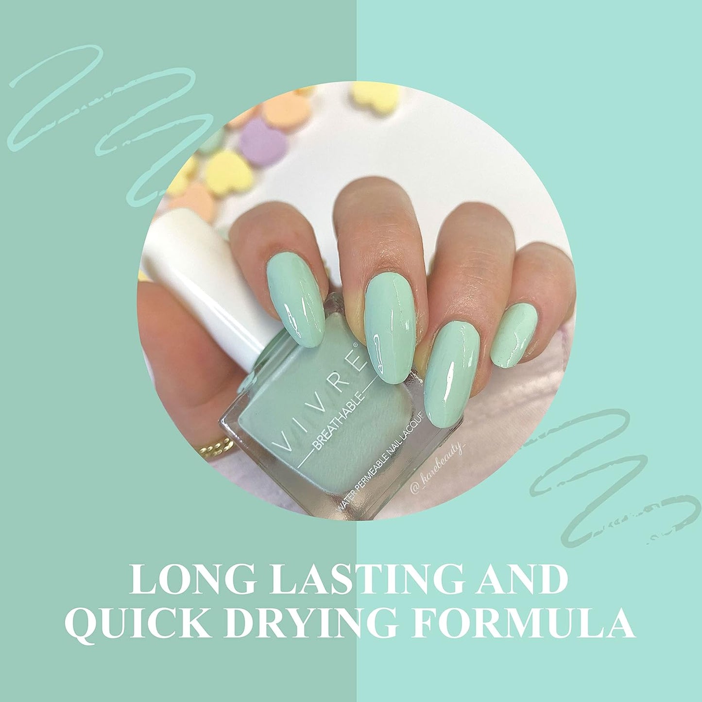 VIVRE Cosmetics Nail Polish - Quick Dry, Shiny, Halal, Vegan, Non-Toxic, Long Lasting, Certified Breathable and Water Permeable - No Commit-Mints
