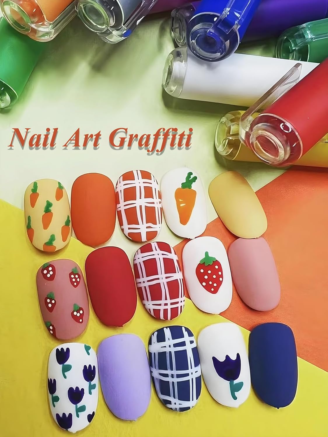12 Colors Nail Art Pens, 3D Quick Dry Nail Point Graffiti Dotting Liner Pen Sets Nail Art Painted Pen Drawing Nail Design Kit for Halloween/Christmas Nail DIY Decoration