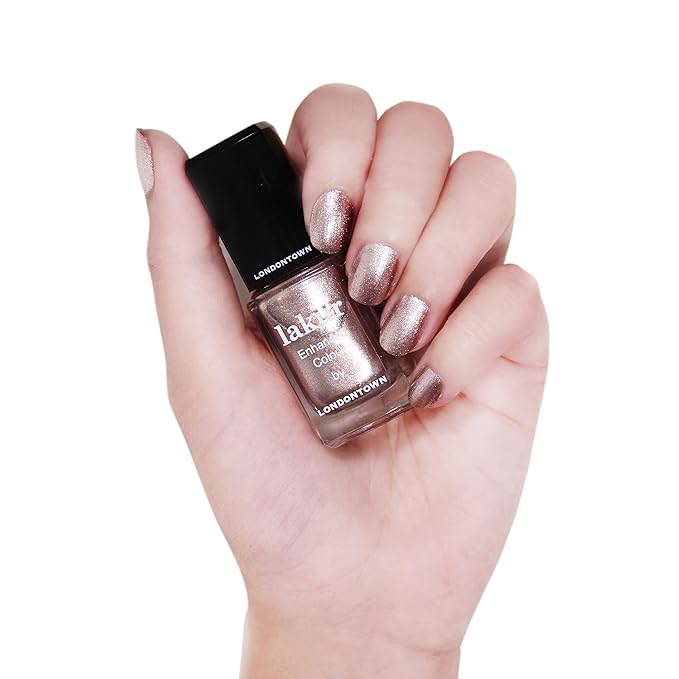 LONDONTOWN lakur Nail Polish - Chip-Resistant, Non-Toxic, Conditions & Hydrates Nails | Shimmery Metallic, Kissed by Rose Gold, .40 fl oz