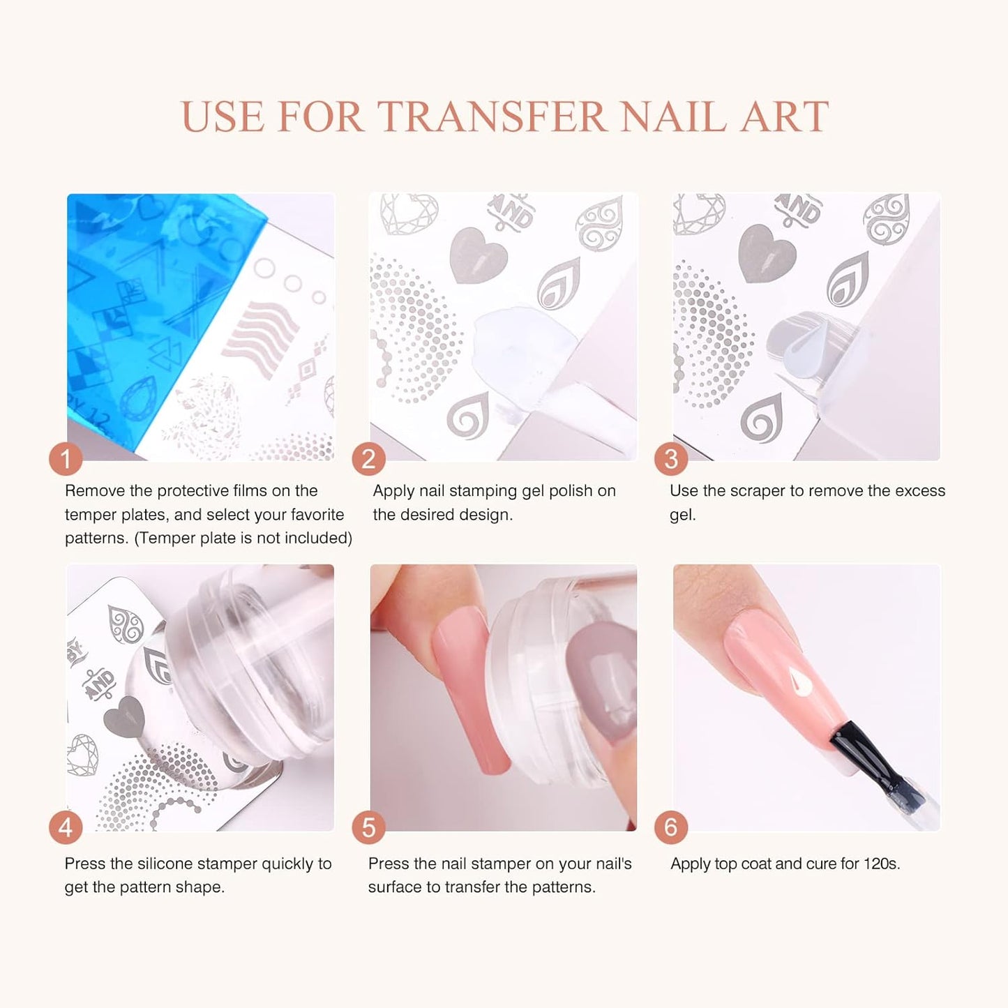 Saviland French Tip Nail Stamp: 8PCS Clear Silicone Nail Stamping Nail Art Stamper Kit, 2+2PCS Long & Short Jelly Stamper with Scrapers Nail Stamper Kit for French Manicure Home DIY Nail Salon