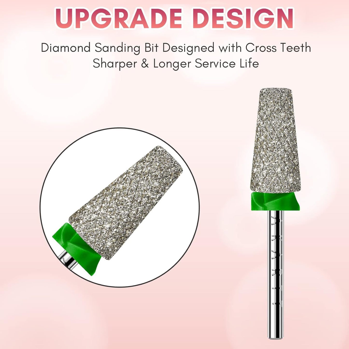 Makartt Nail Drill Bits, Tapered Barrel Carbide Diamond Sanding Bit for Gel Nail Polish Remove, Upgrade Nail Drill Tips with Cross Teeth and Dust-Proof Ring for Manicure Salon Nail Shaping, C #80 Grit