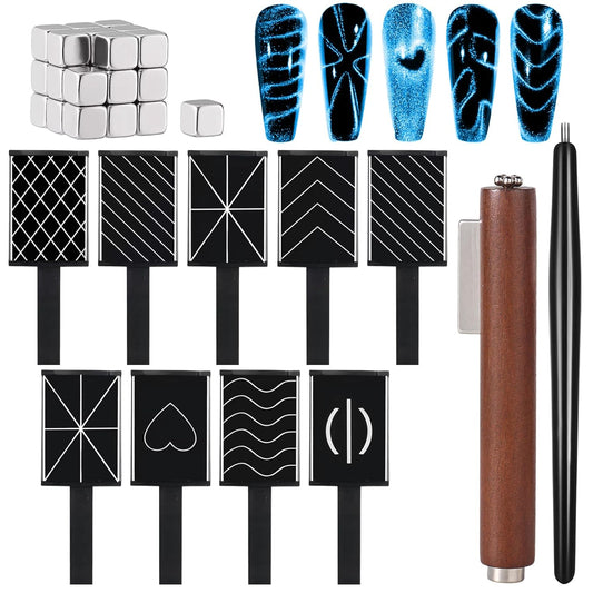 38 PCS Cat Eye Magnet For Nails Cat Eye Gel Nail Polish Magnet 3 IN 1 Cat Eye Magnetic Nail Polish Wand Multifunctional Nail Art Magnet Manicure Design Tools DIY Salon Accessories