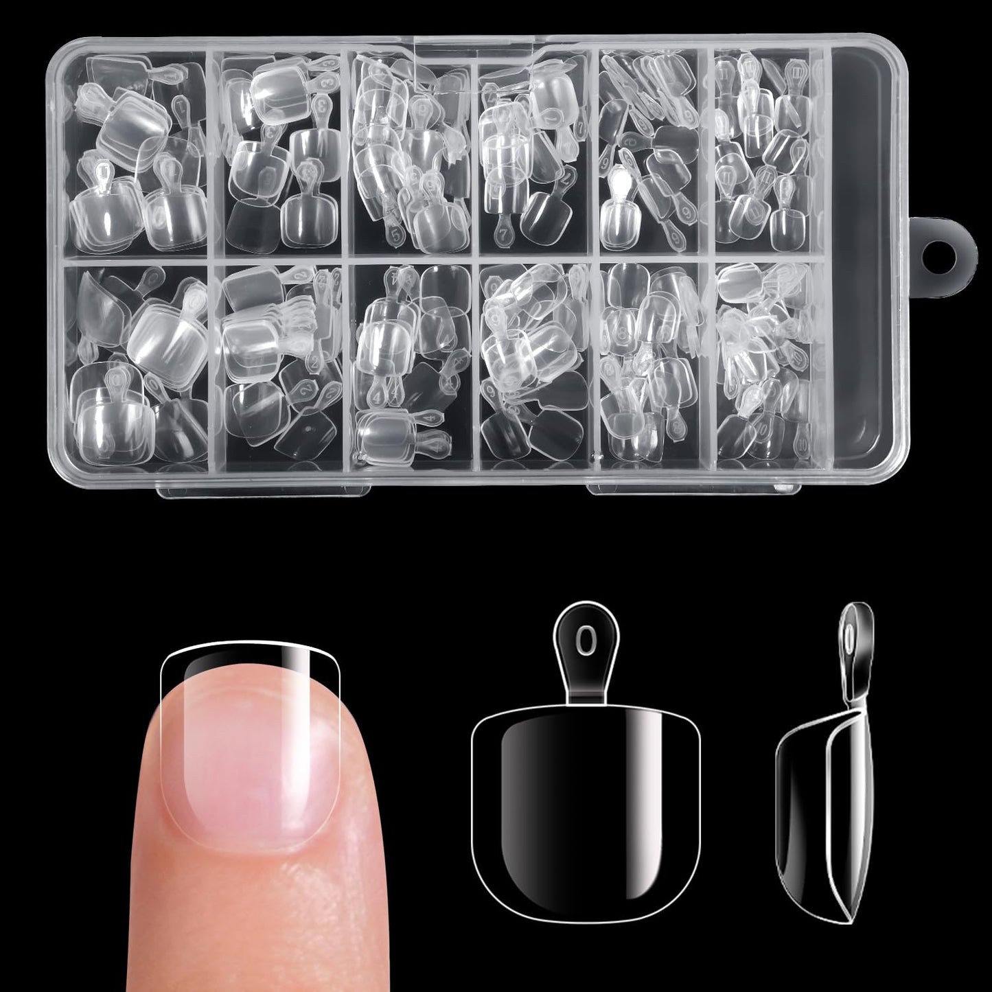 krofaue Kids Nail Tips with Handle - 240Pcs Soft Gel Press on Nails for Girls & Children for Easy DIY Nail Tips Art, 12 Sizes Fingernail Decoration