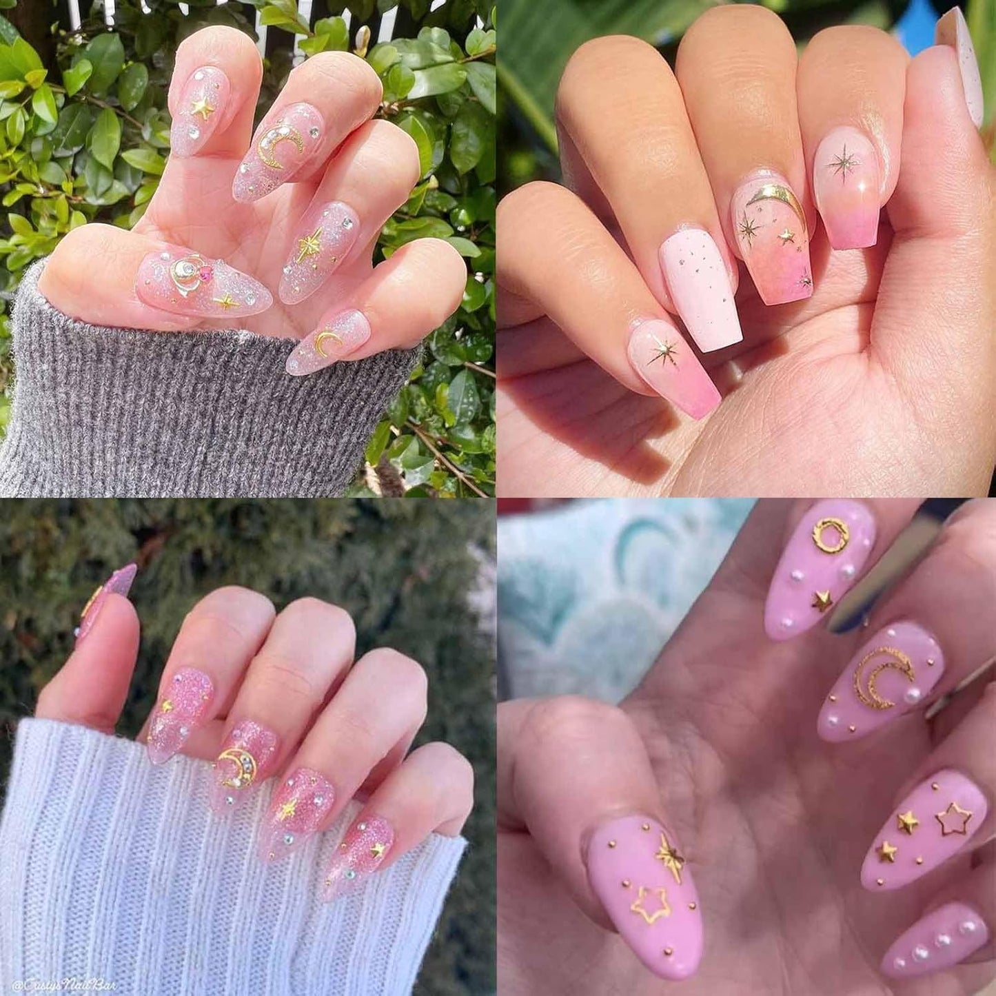 1000 Pcs Mini Cute 3D Alloy Gold Star Nail Charms - DIY Nail Art Supplies