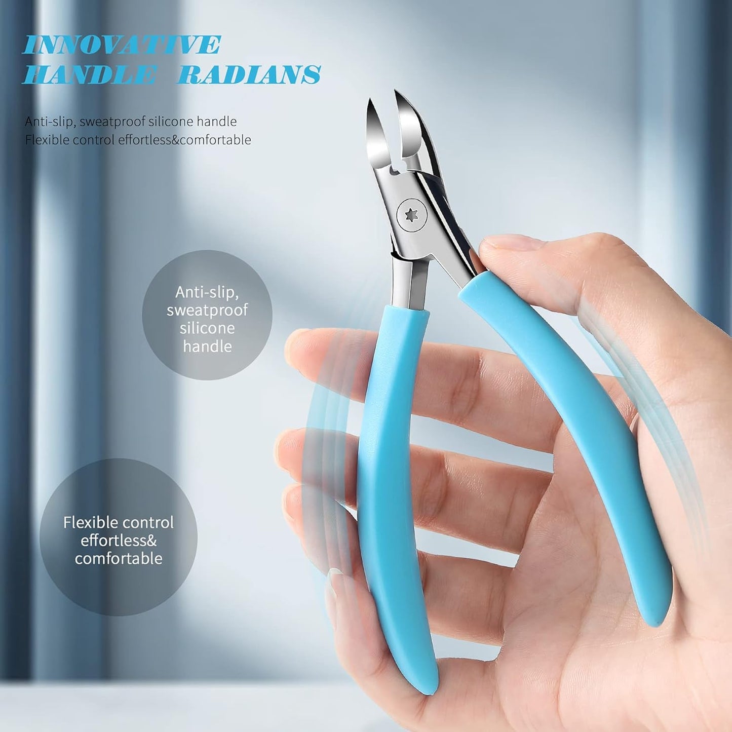 FVION Toenail Clippers, Professional Thick & Ingrown Toe Nail Clippers for Men & Seniors, Velvet-Soft Handle Toenail Cutter/Colorful Nail Clippers, High Grade Stainless Steel
