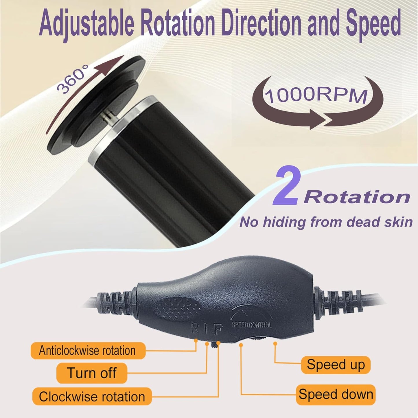 Electric Callus Remover for Feet, USB Power Supply Electric Foot File Sander Scrubber with Speed Controller 60Pcs Replacement Sandpaper Disk for Dead Skin, Cuticles Black