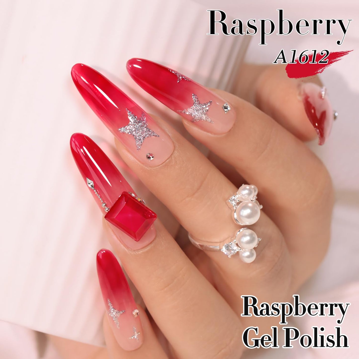 Double Rhythm 0.5 Oz Jelly Gel Polish Same Color Same Bottle Sheer Neutral Natural Light Milky Pastel 15ML Translucent Polish Art DIY at Home (Red-A1612)
