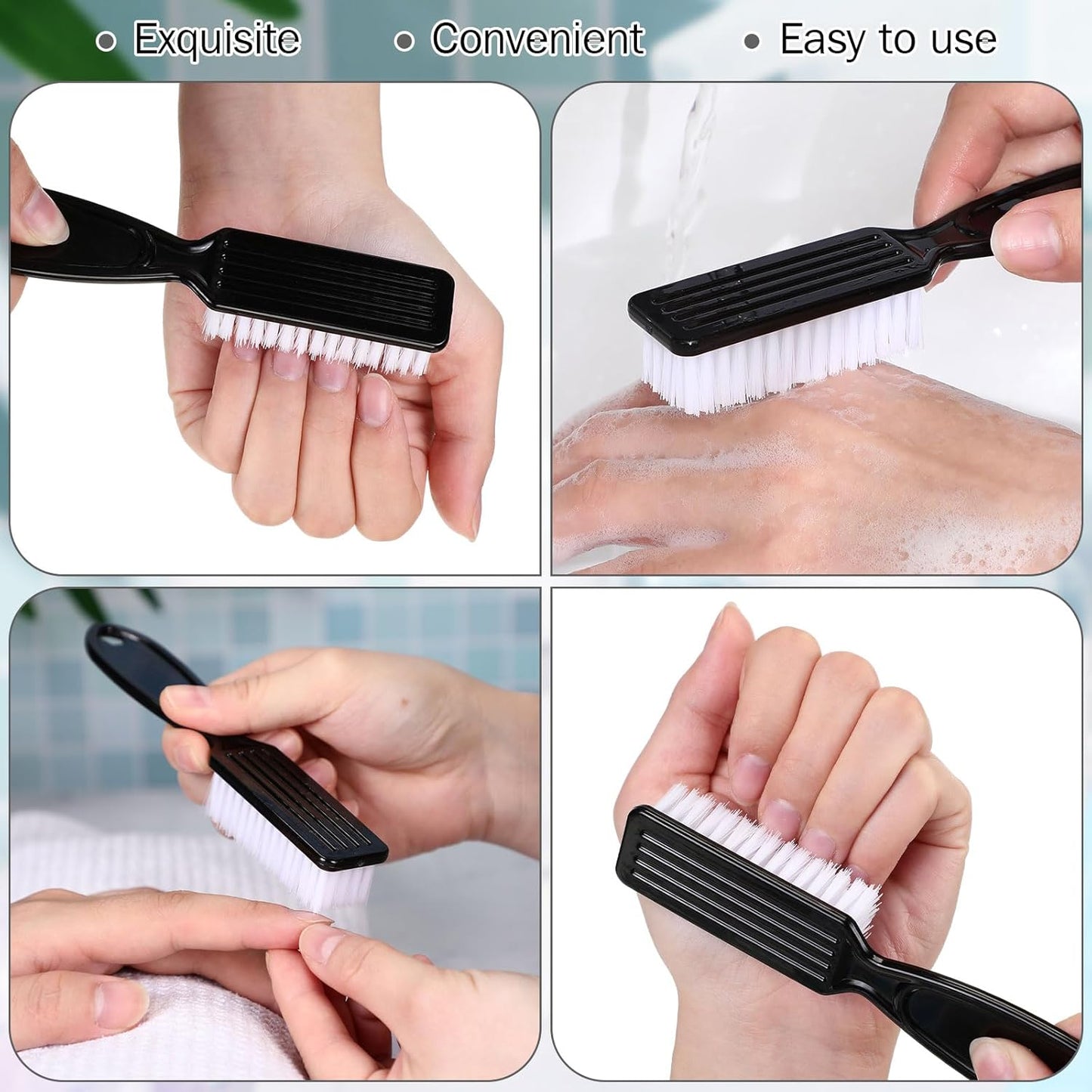 Patelai 30 Pcs Nail Scrubber Brushes Bulk Handle Grip Manicure Brushes for Cleaning Fingernails Pedicure Cleaning Brush for Toes and Fingernail Cleaning(Black)